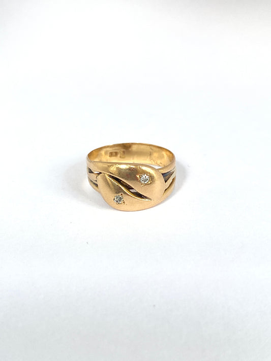 Antique, 18ct Gold, Double Diamond Snake Ring, Hallmarked 18ct Gold (3.80g)