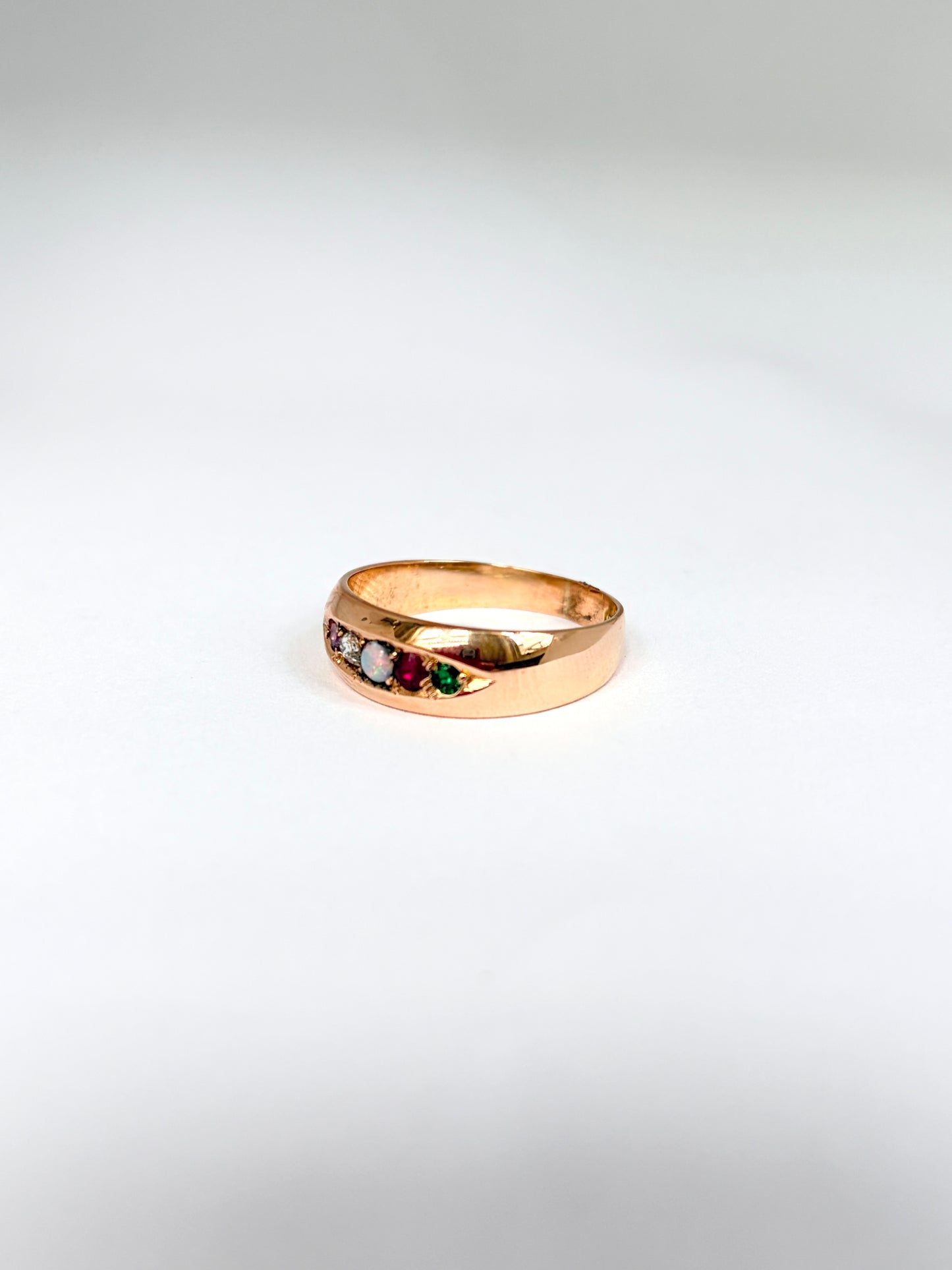 Antique, 15ct Gold Multi Gem Acrostic, 'ADORE' ring, Hallmarked 1892