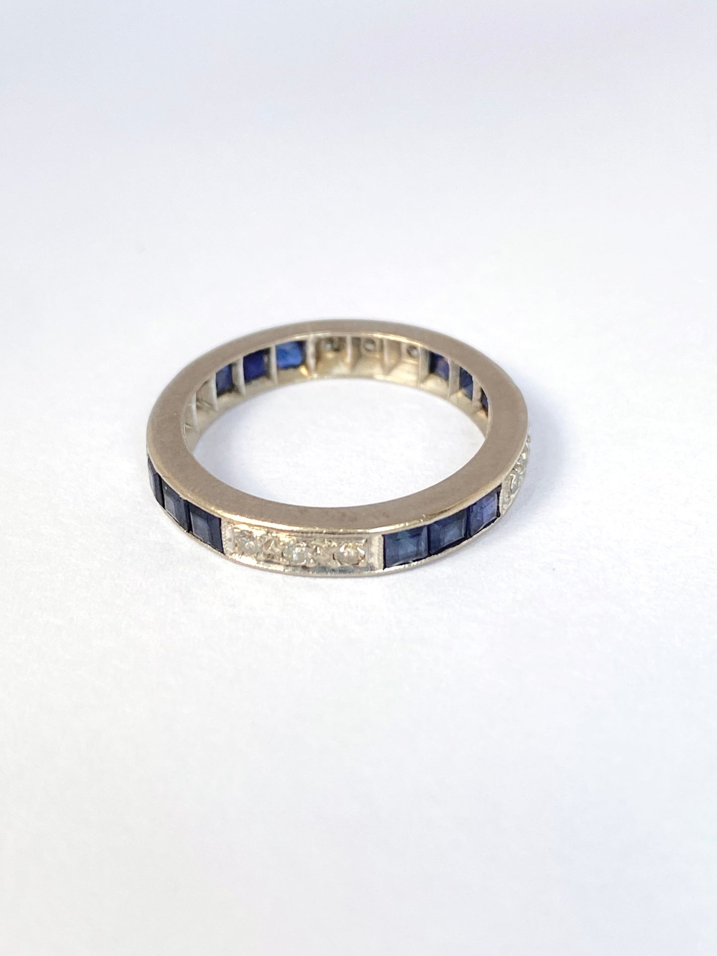VIntage, Art Deco, 18ct Gold, Sapphire and Diamond Eternity Ring