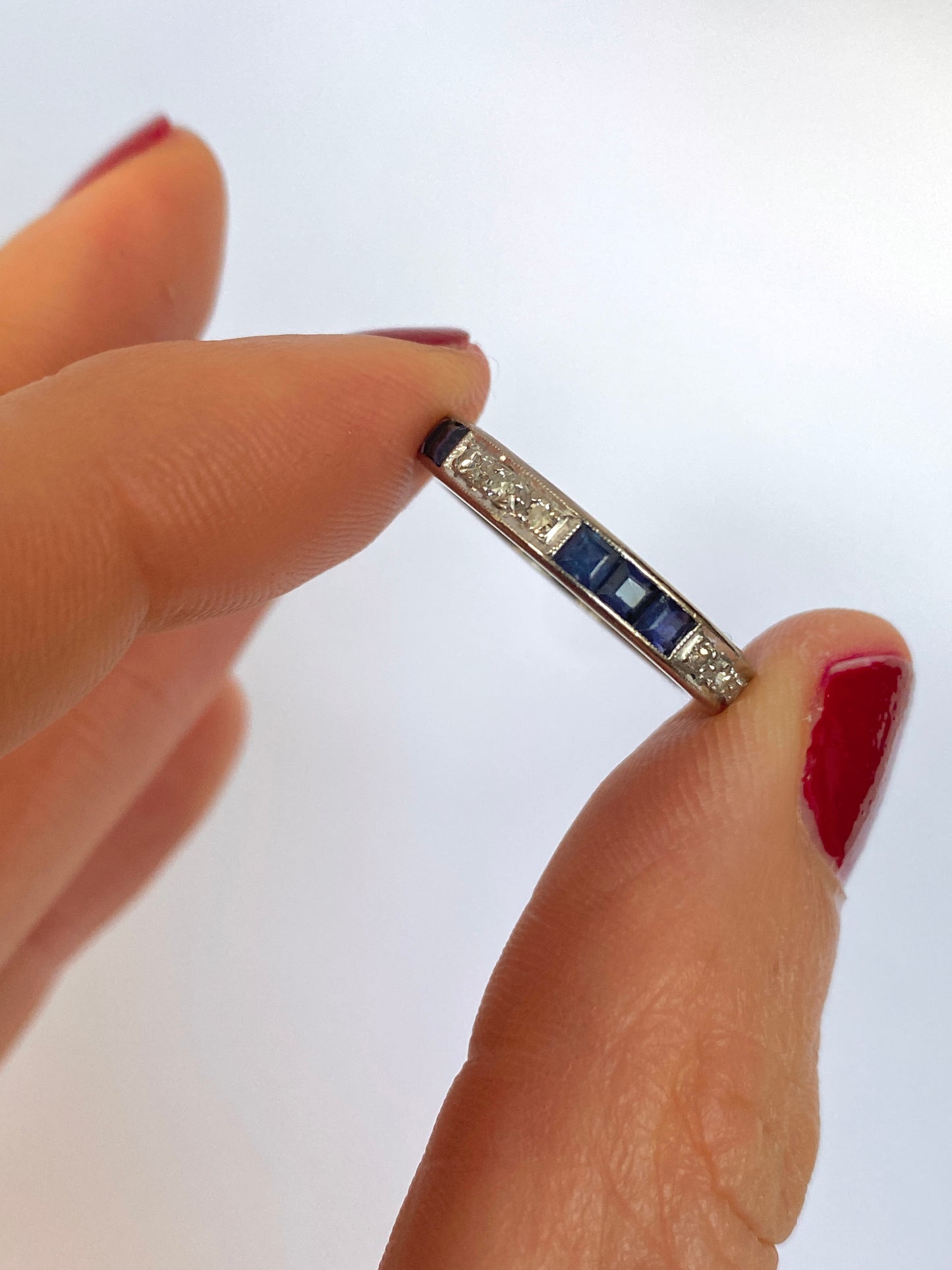 VIntage, Art Deco, 18ct Gold, Sapphire and Diamond Eternity Ring