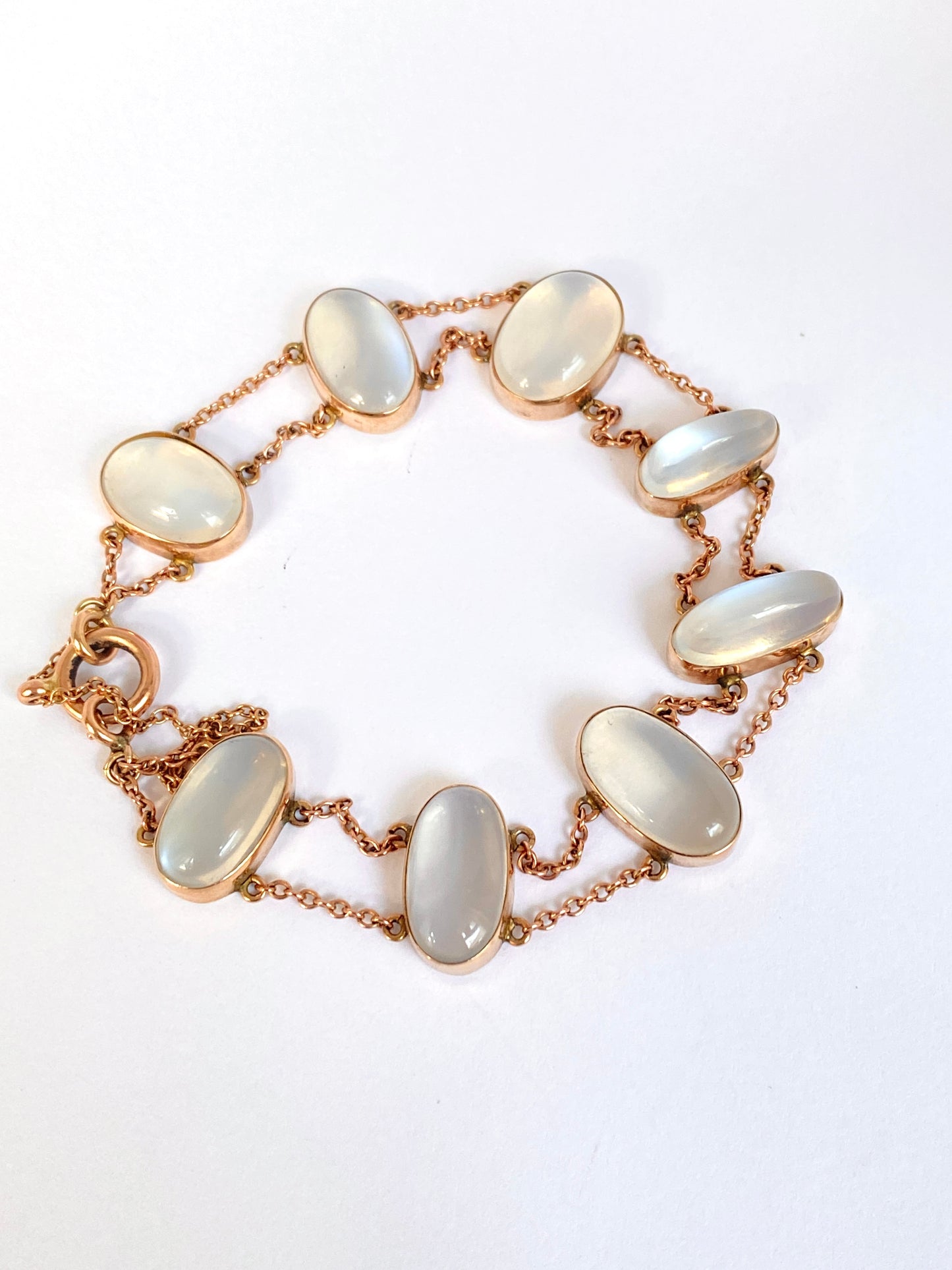 Rare, Antique Victorian 9ct Rose Gold Moonstone Bracelet