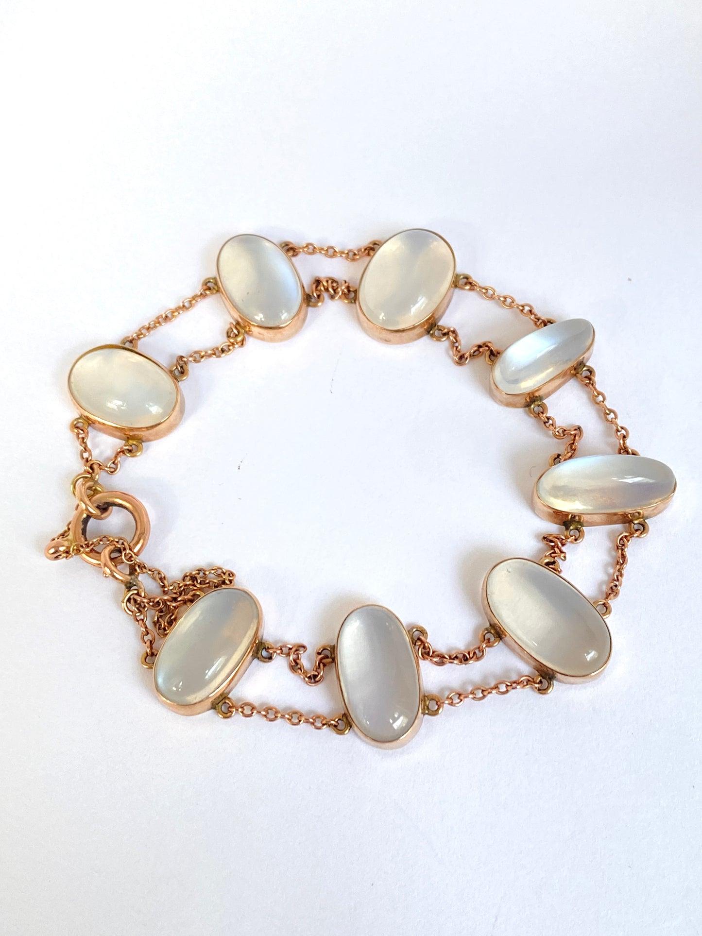 Rare, Antique Victorian 9ct Rose Gold Moonstone Bracelet