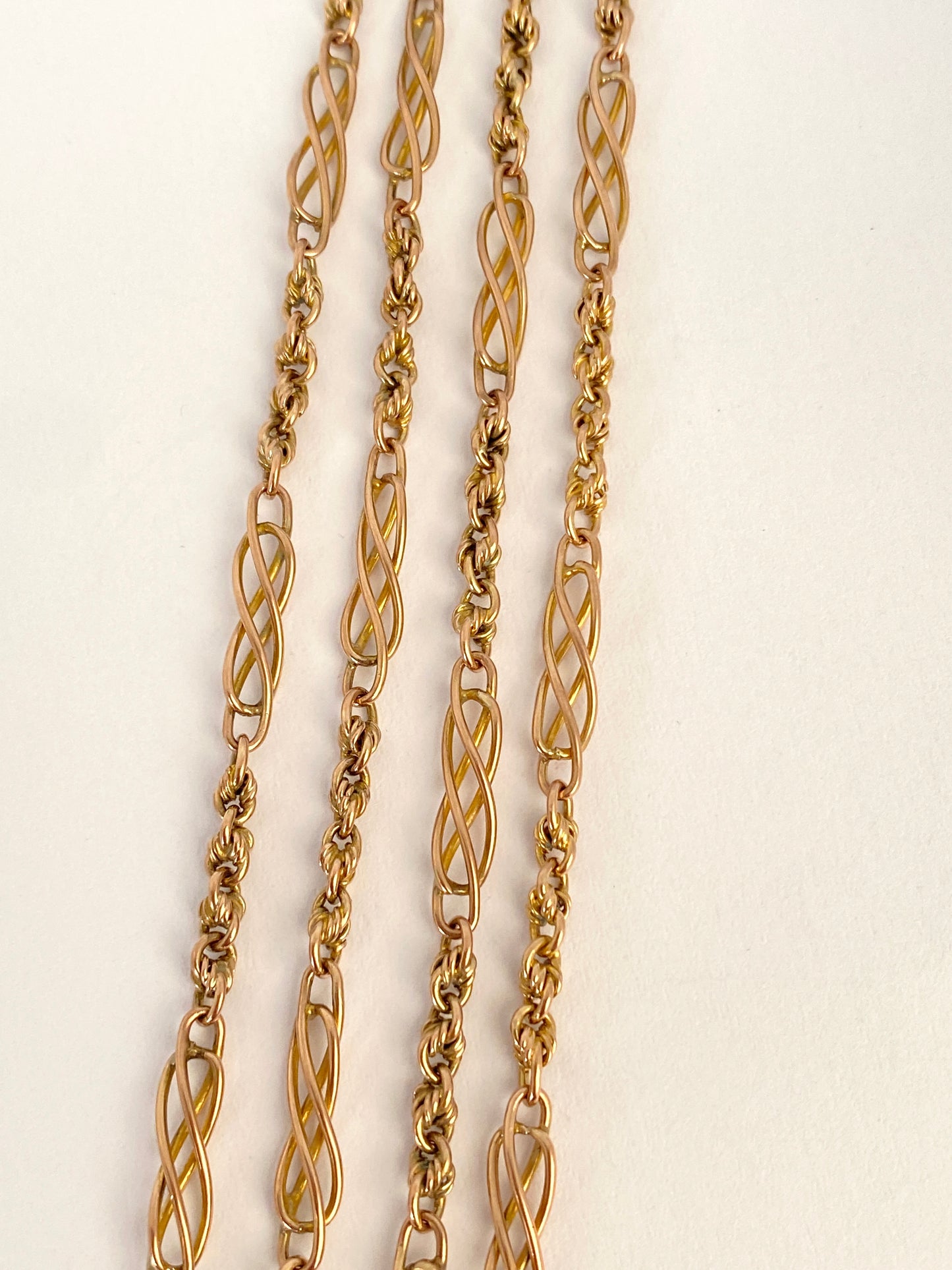 Antique, Victorian Fancy Link Long Guard, 56 inches with a Dog Clip, 27.31g