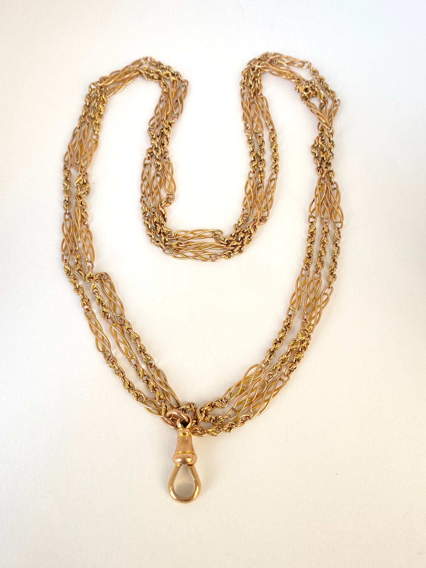 Antique, Victorian Fancy Link Long Guard, 56 inches with a Dog Clip, 27.31g