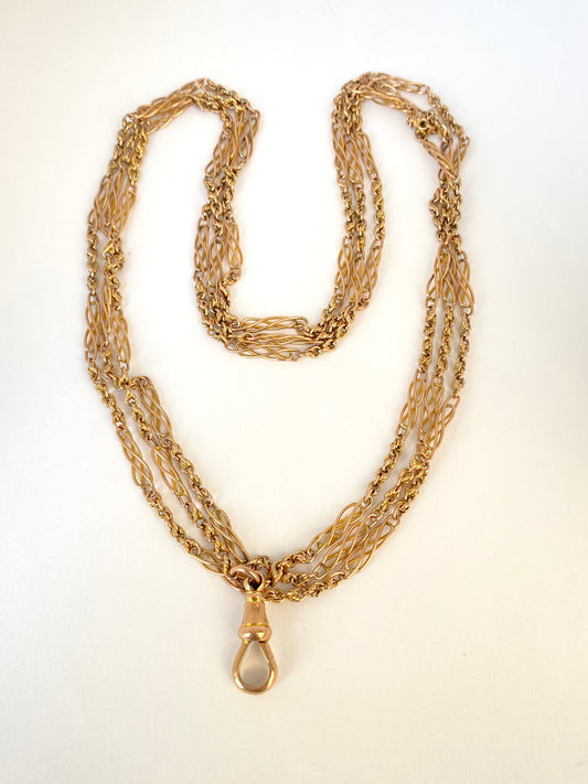 Antique, Victorian Fancy Link Long Guard, 56 inches with a Dog Clip, 27.31g