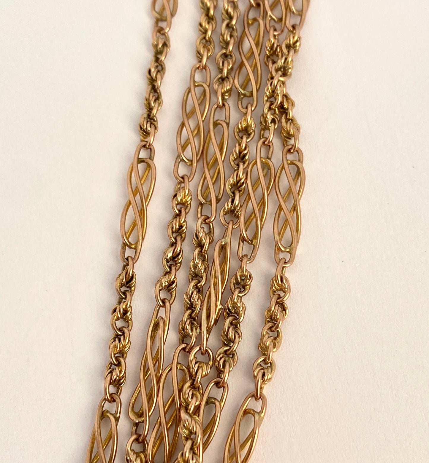 Antique, Victorian Fancy Link Long Guard, 56 inches with a Dog Clip, 27.31g