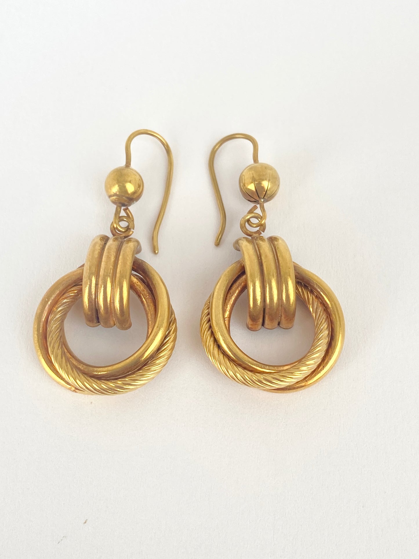 9ct Gold, Vintage Geometric Swirl Hoop Earrings