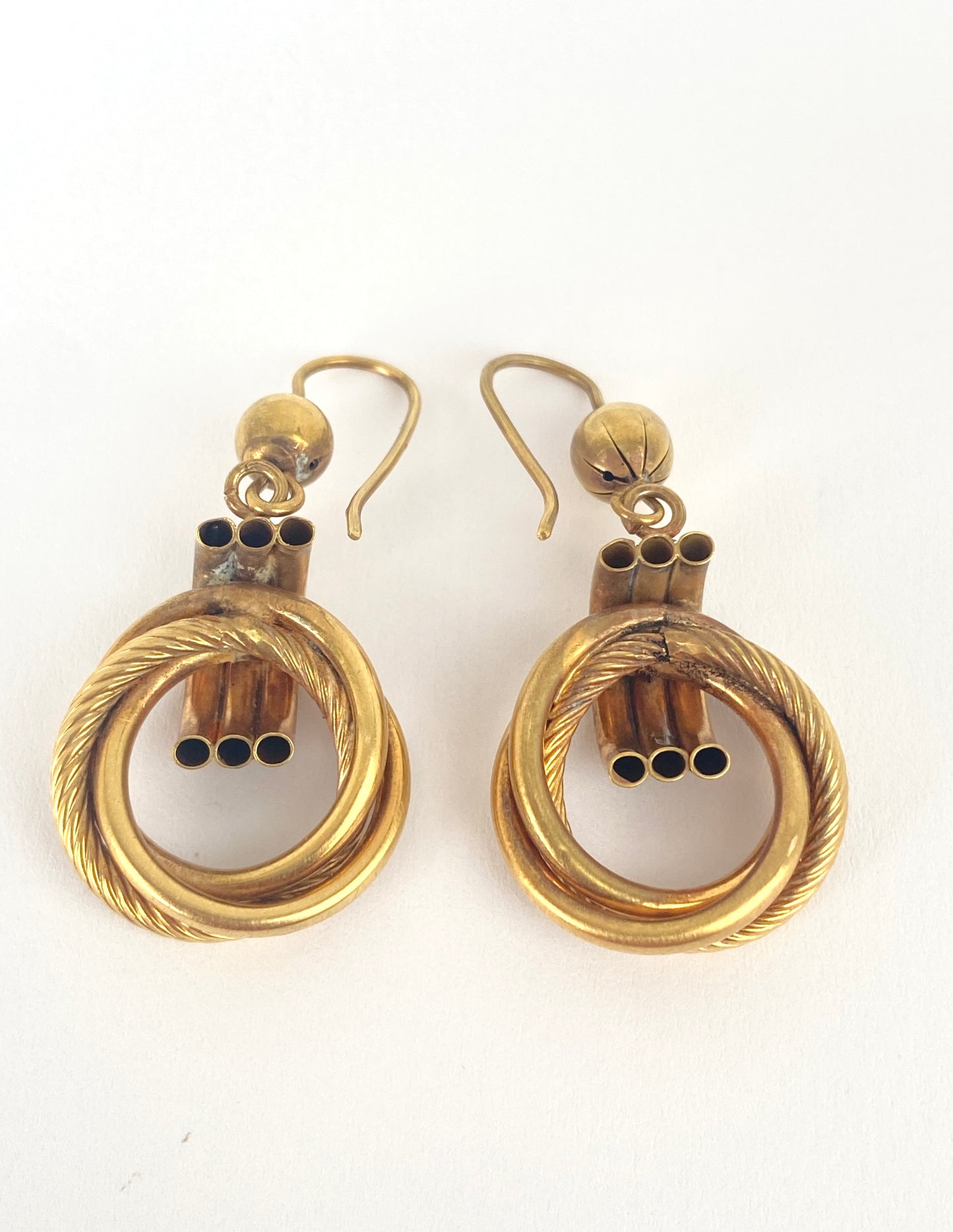 9ct Gold, Vintage Geometric Swirl Hoop Earrings