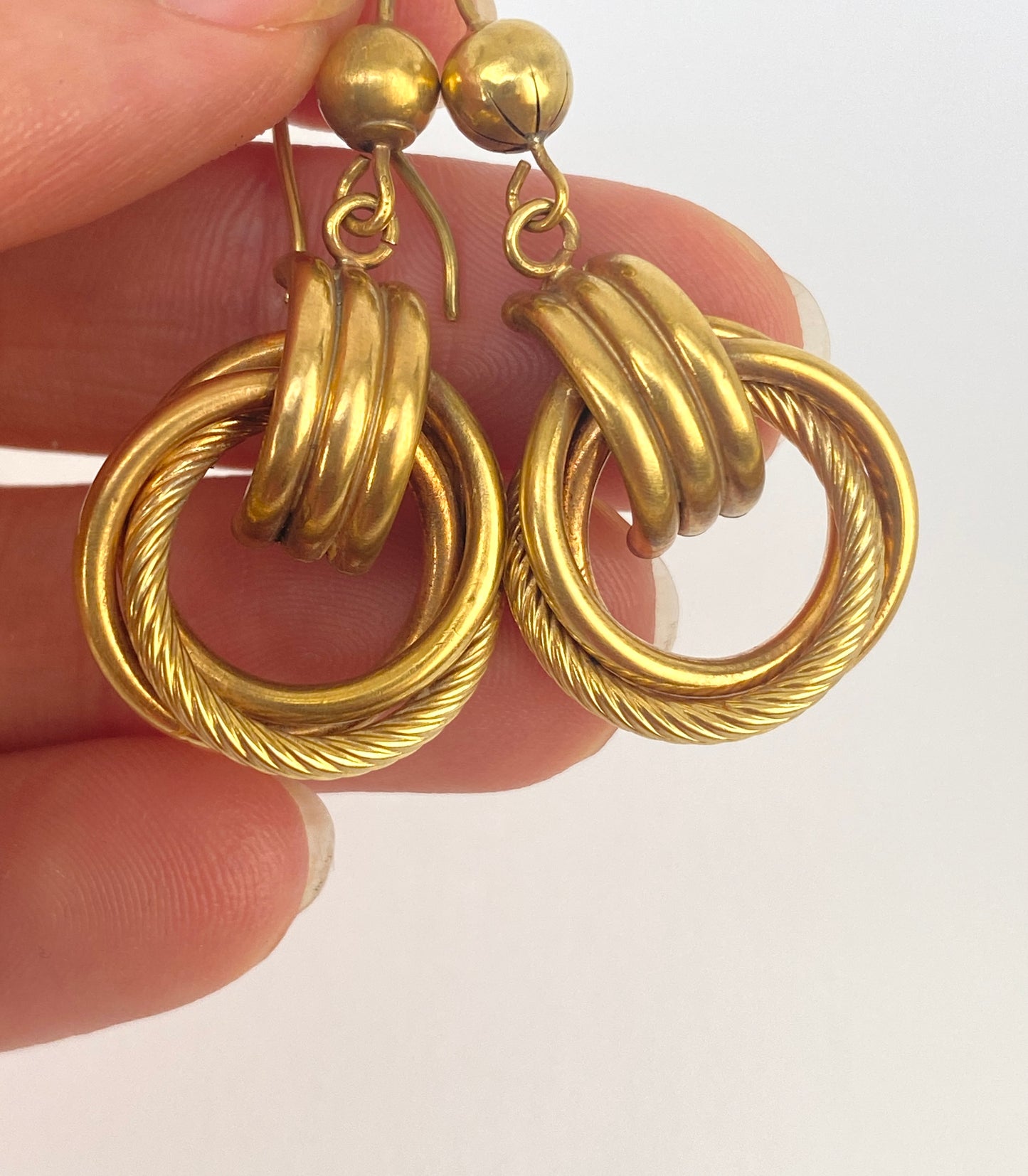 9ct Gold, Vintage Geometric Swirl Hoop Earrings
