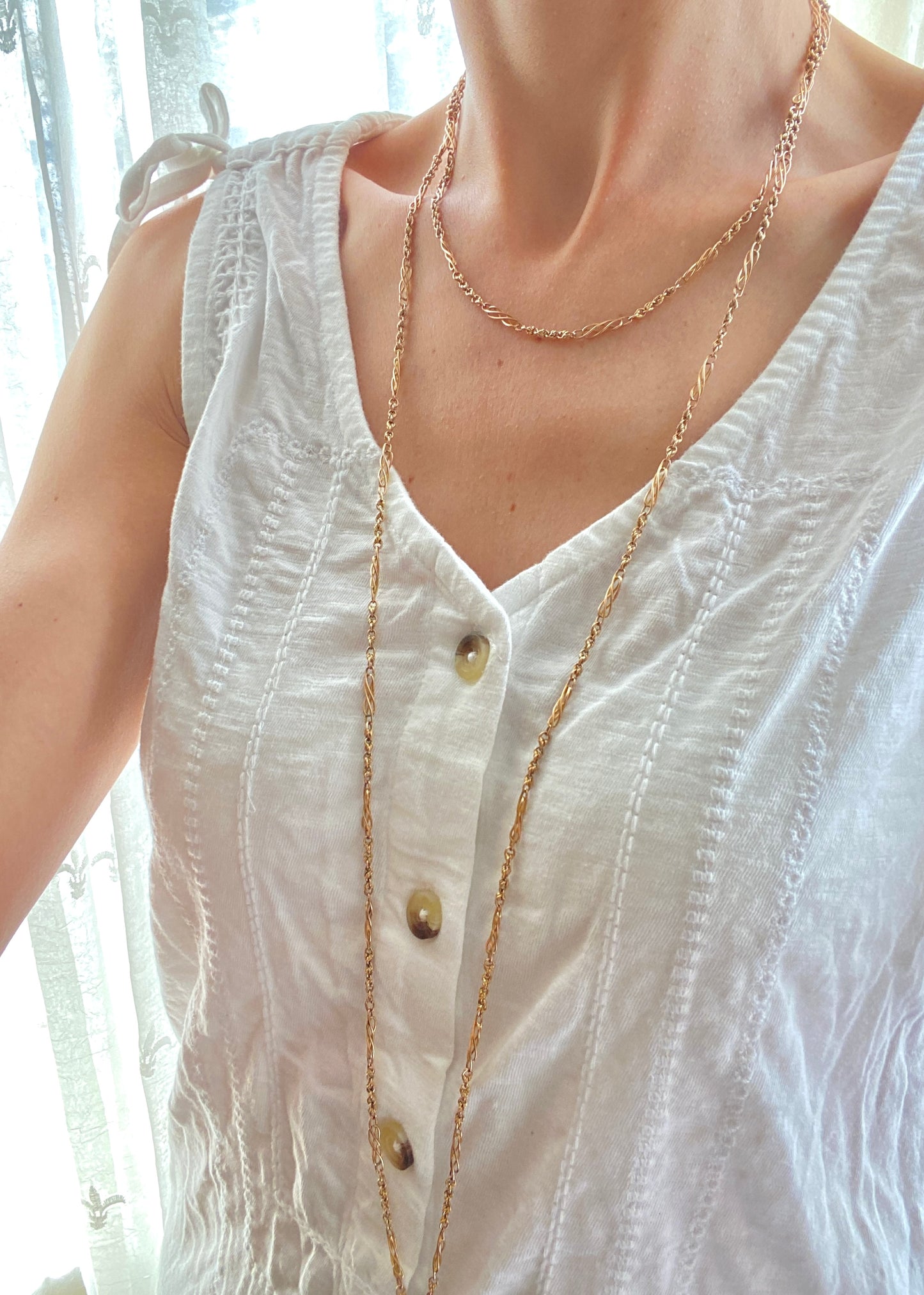 Antique, Victorian Fancy Link Long Guard, 56 inches with a Dog Clip, 27.31g