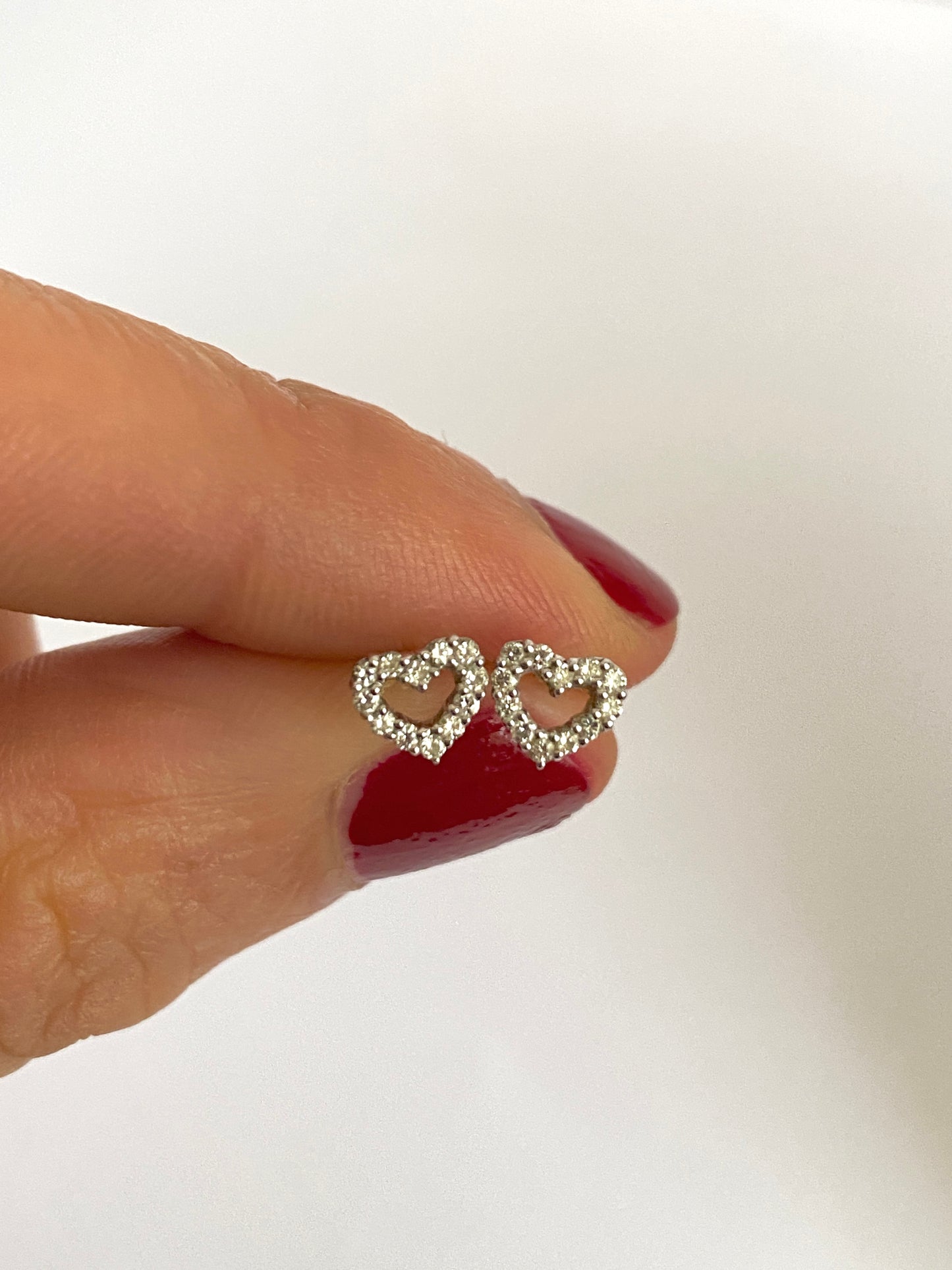 Vintage, 18ct Gold Diamond Heart Studs