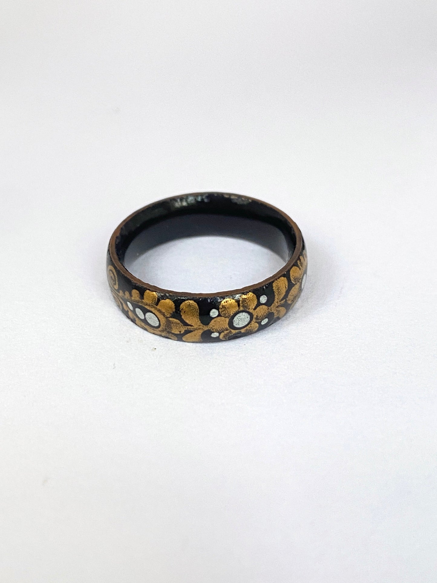 Victorian Black Jet Gold Decorated Band
