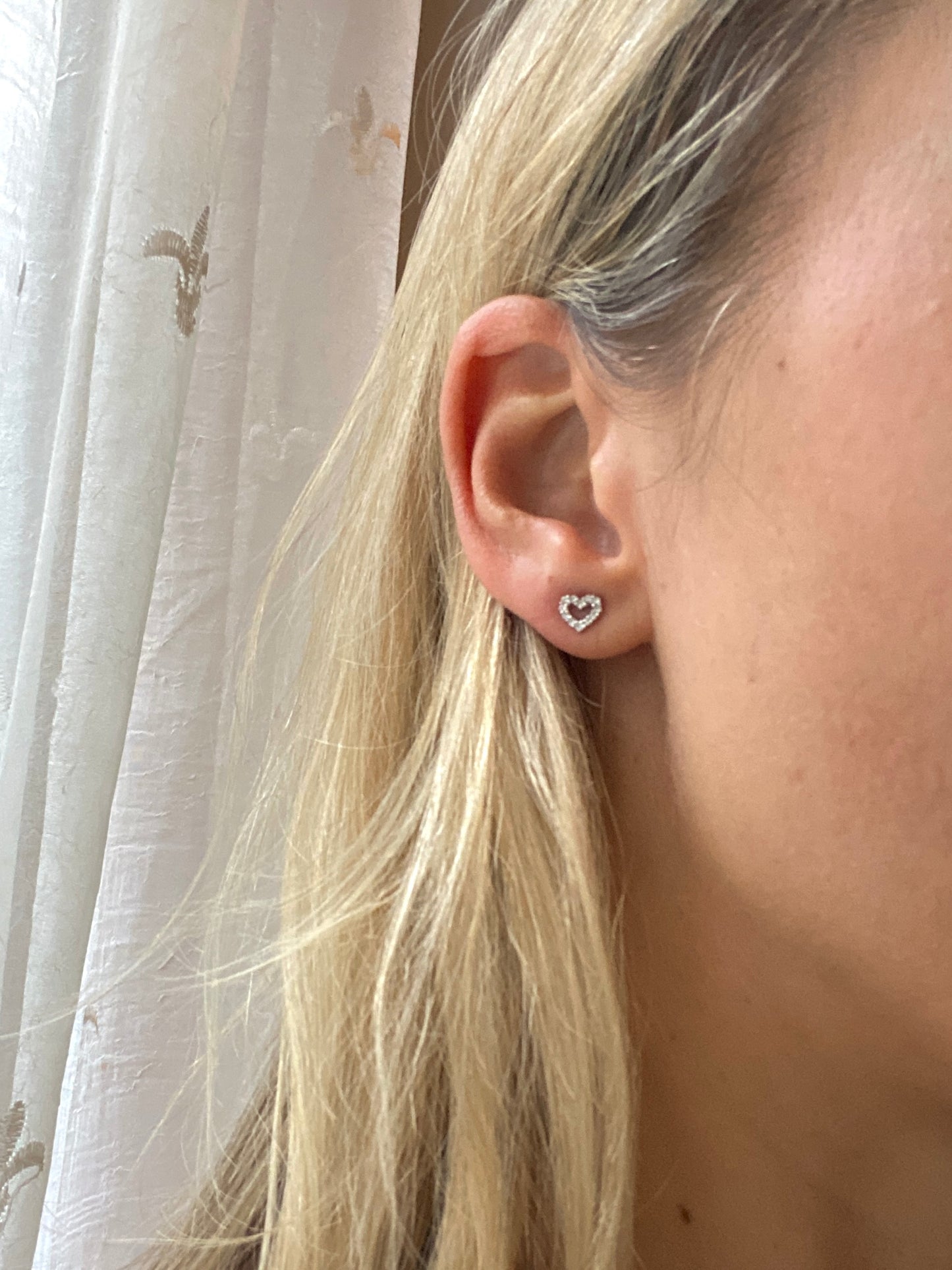 Vintage, 18ct Gold Diamond Heart Studs