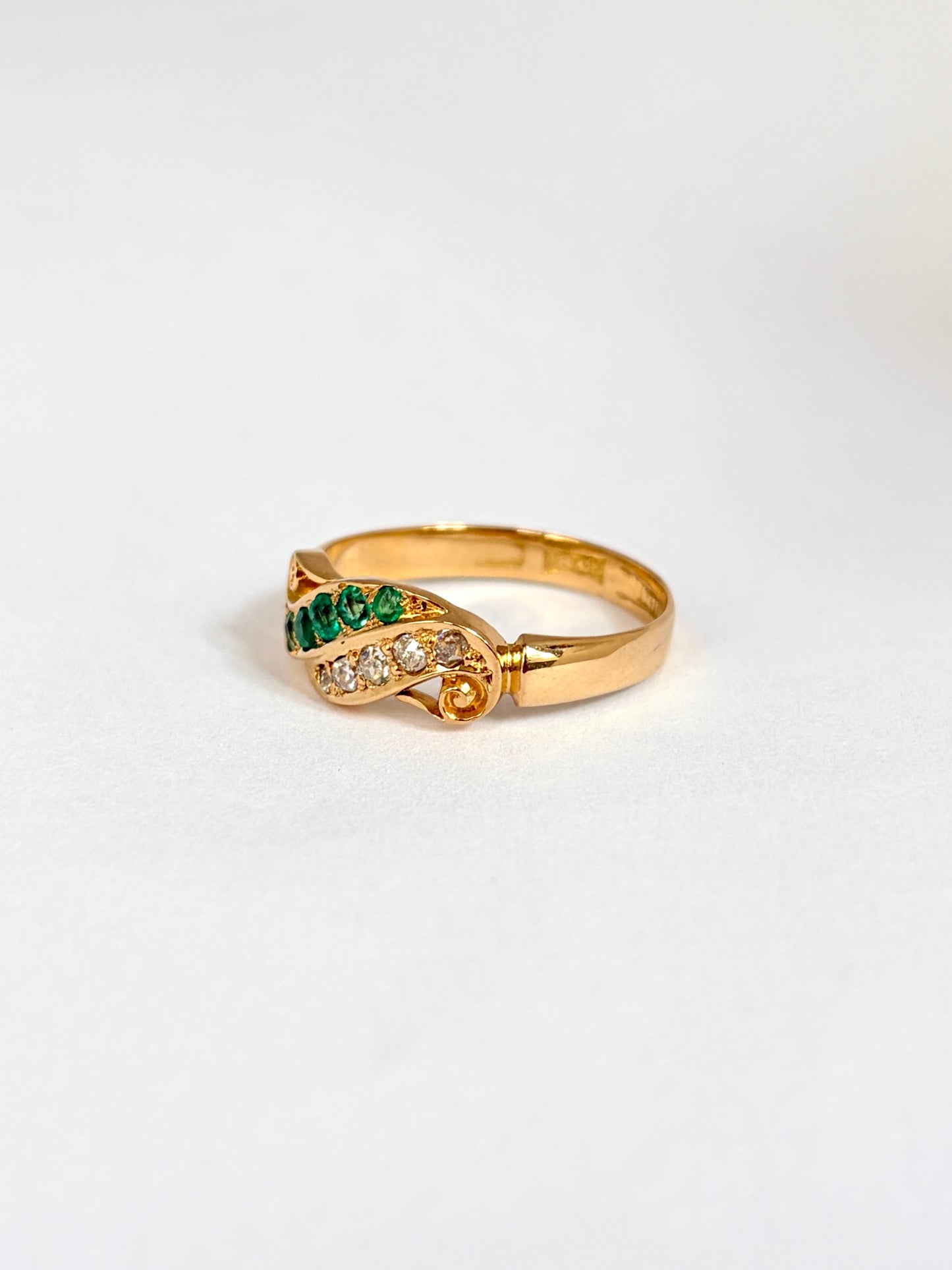 Edwardian, 18ct Gold, Emerald and Diamond Ring