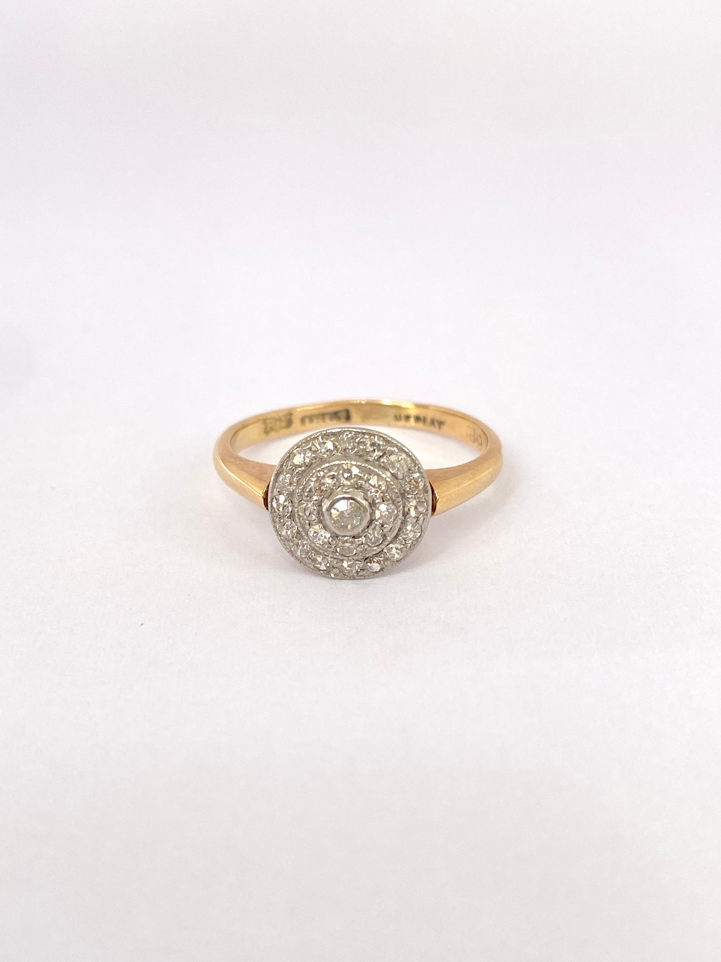 Vintage, Art Deco, Old Cut Diamond Target / Flower Engagement Ring, Circa 1940