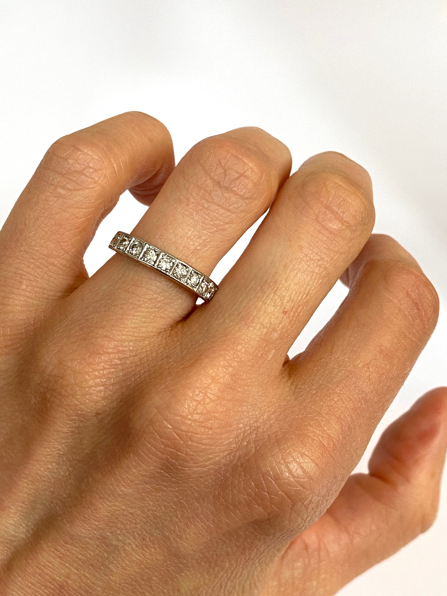 Vintage, Art Deco, 18ct Gold and Platinum Diamond Half Eternity Ring with 9 diamonds