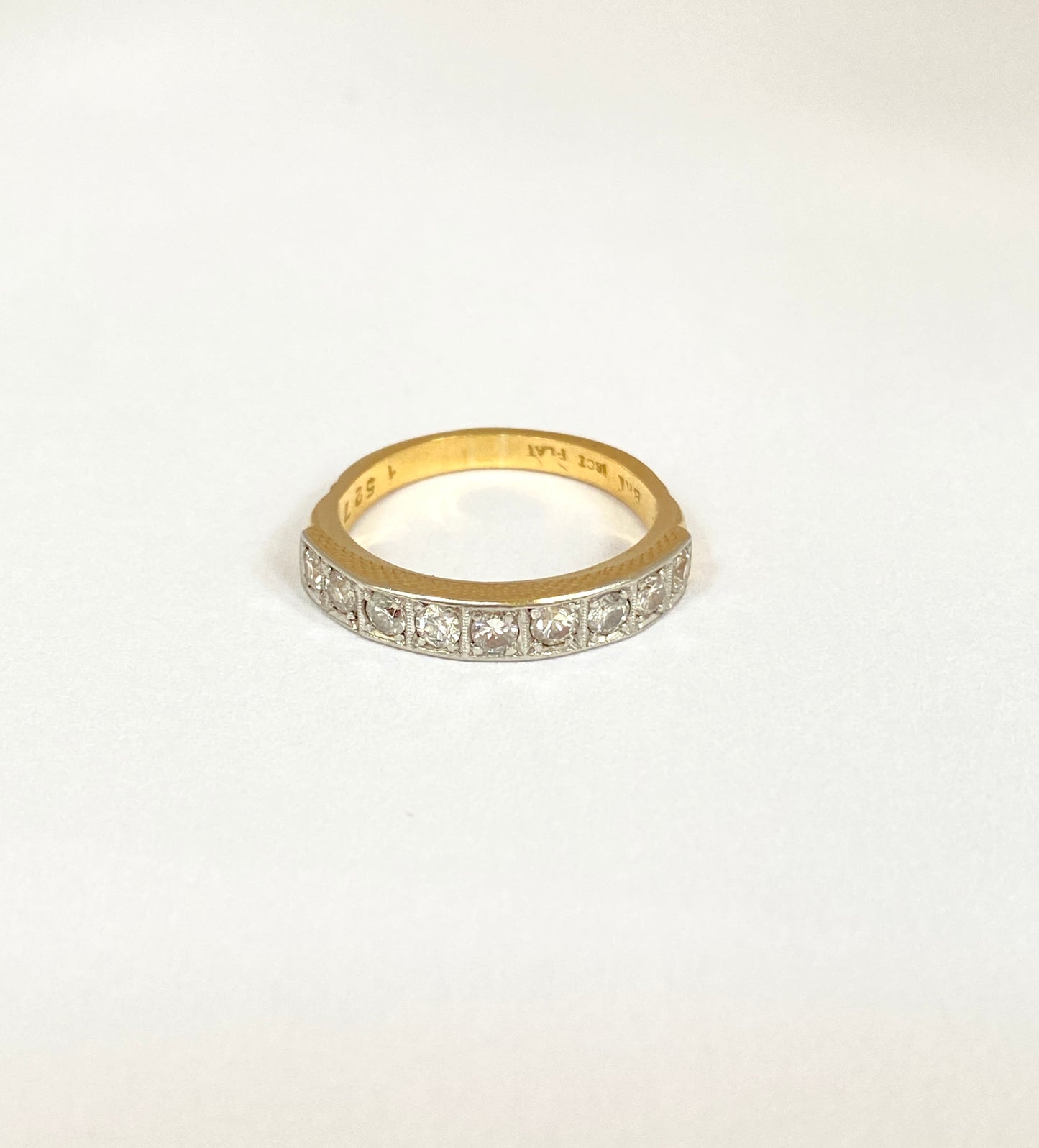 Vintage, Art Deco, 18ct Gold and Platinum Diamond Half Eternity Ring with 9 diamonds