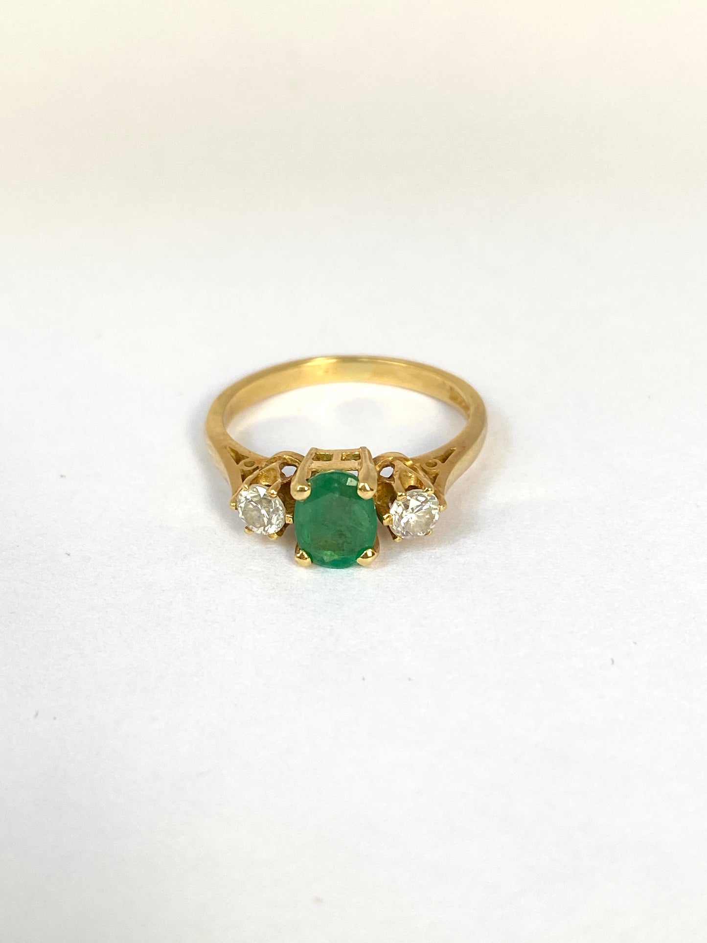 Reserved Lissie 1st payment Vintage, 18ct Gold, Platinum, Emerald and Diamond Ring