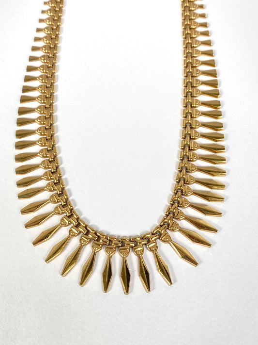 Vintage, 16 inch, 9ct Gold Cleopatra Graduating Fringe Necklace (18.62g)