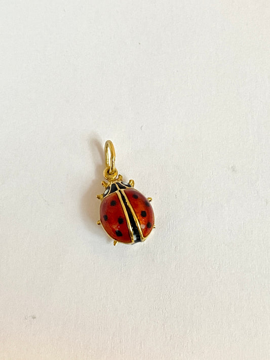 Vintage, 18ct Gold and Enamel, Lucky Ladybird / Ladybug charm pendant