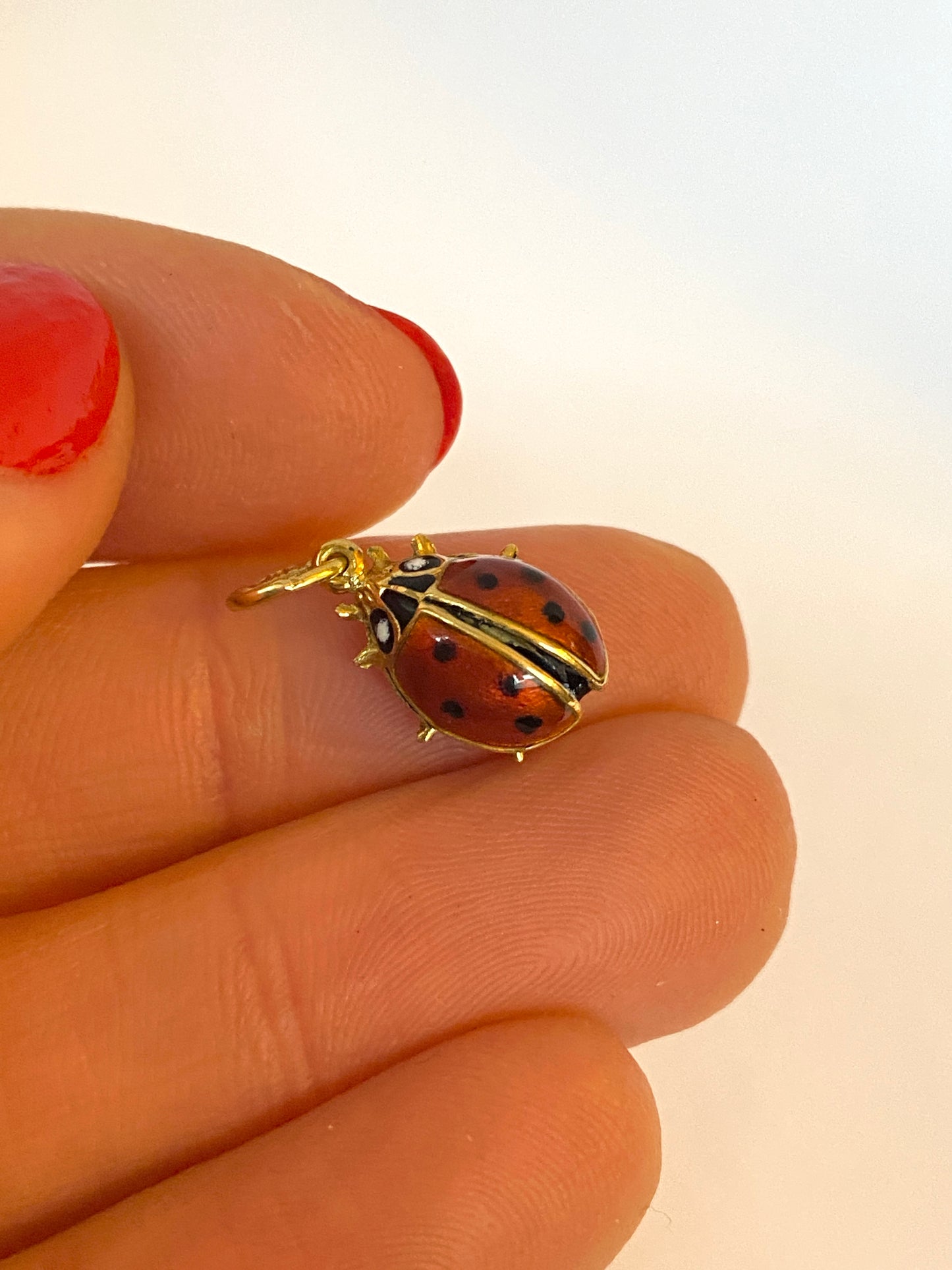 Vintage, 18ct Gold and Enamel, Lucky Ladybird / Ladybug charm pendant