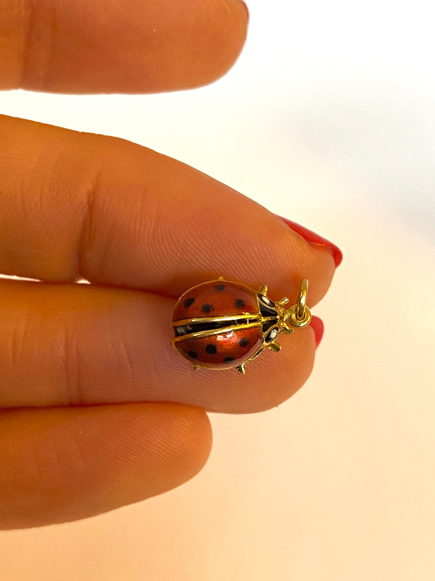 Vintage, 18ct Gold and Enamel, Lucky Ladybird / Ladybug charm pendant