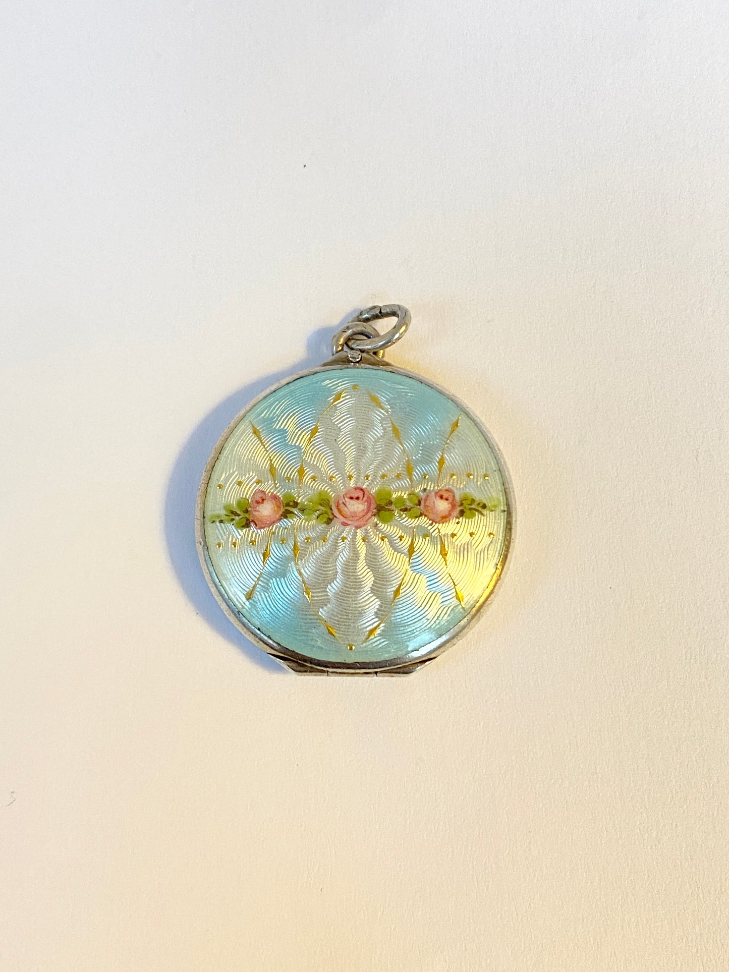 Art Nouveau Sterling Silver & Guilloche Enamel Locket/Pendant