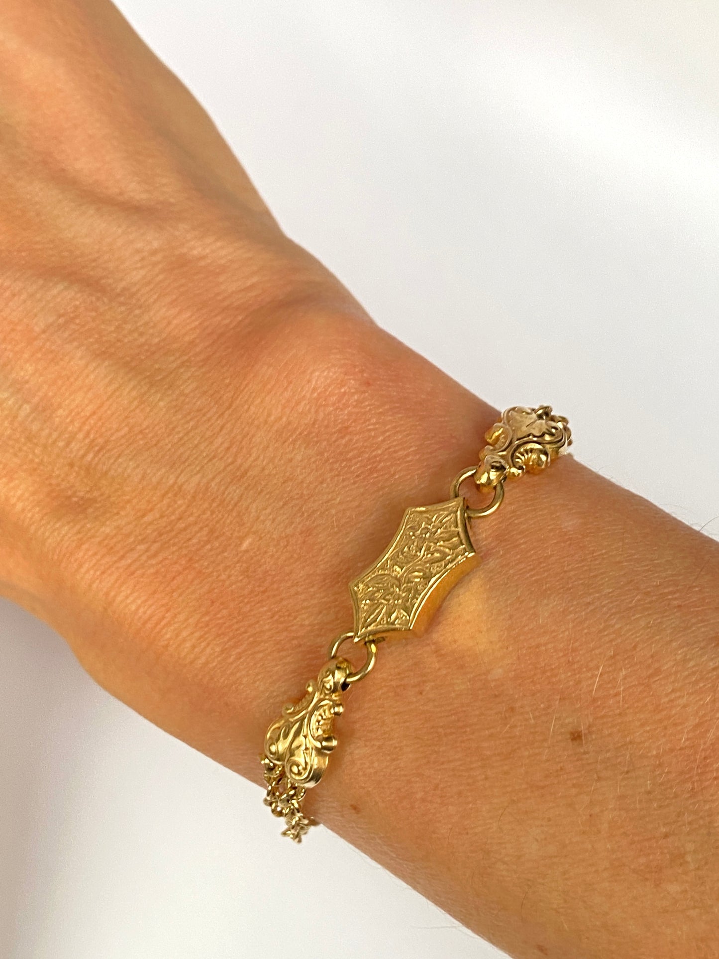 Rare, Antique, 9ct Gold Albertina Bracelet with Dog Clip and Tassel Charm, 14.74g