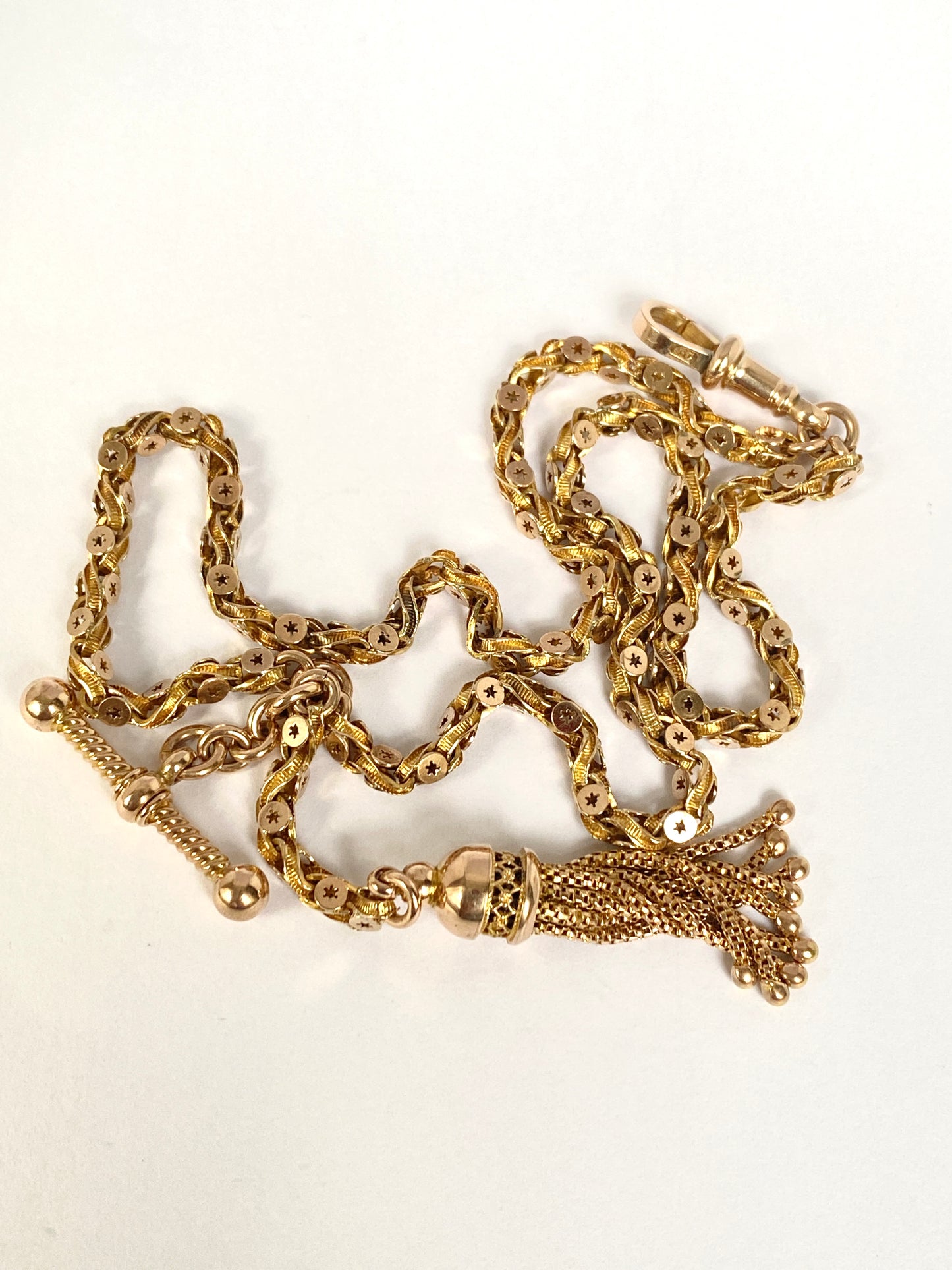 Rare, Antique, 9ct Gold Pierced Link Albertina Bracelet/ or 15 inch Choker Chain  (17.58g)