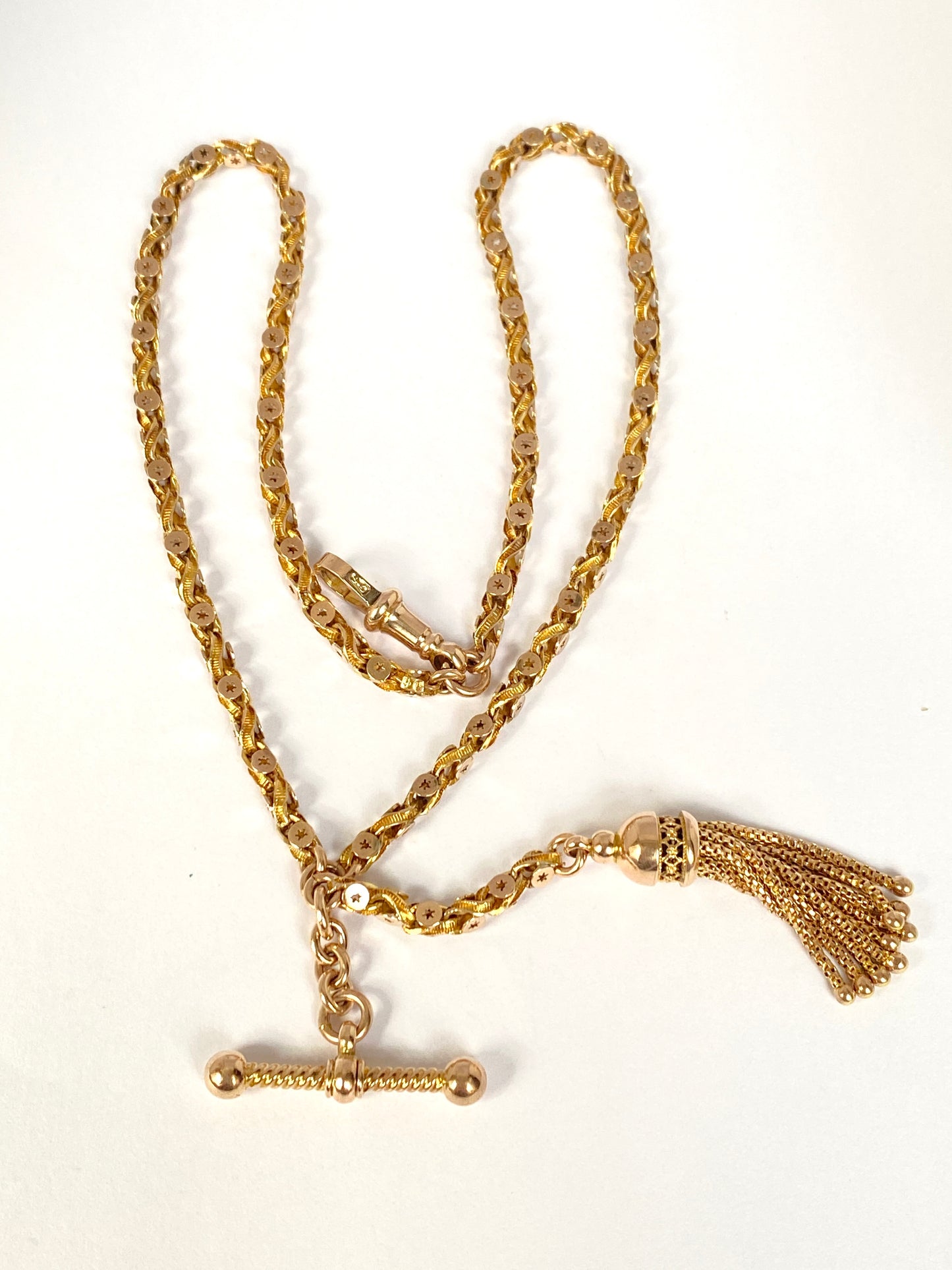 Rare, Antique, 9ct Gold Pierced Link Albertina Bracelet/ or 15 inch Choker Chain  (17.58g)