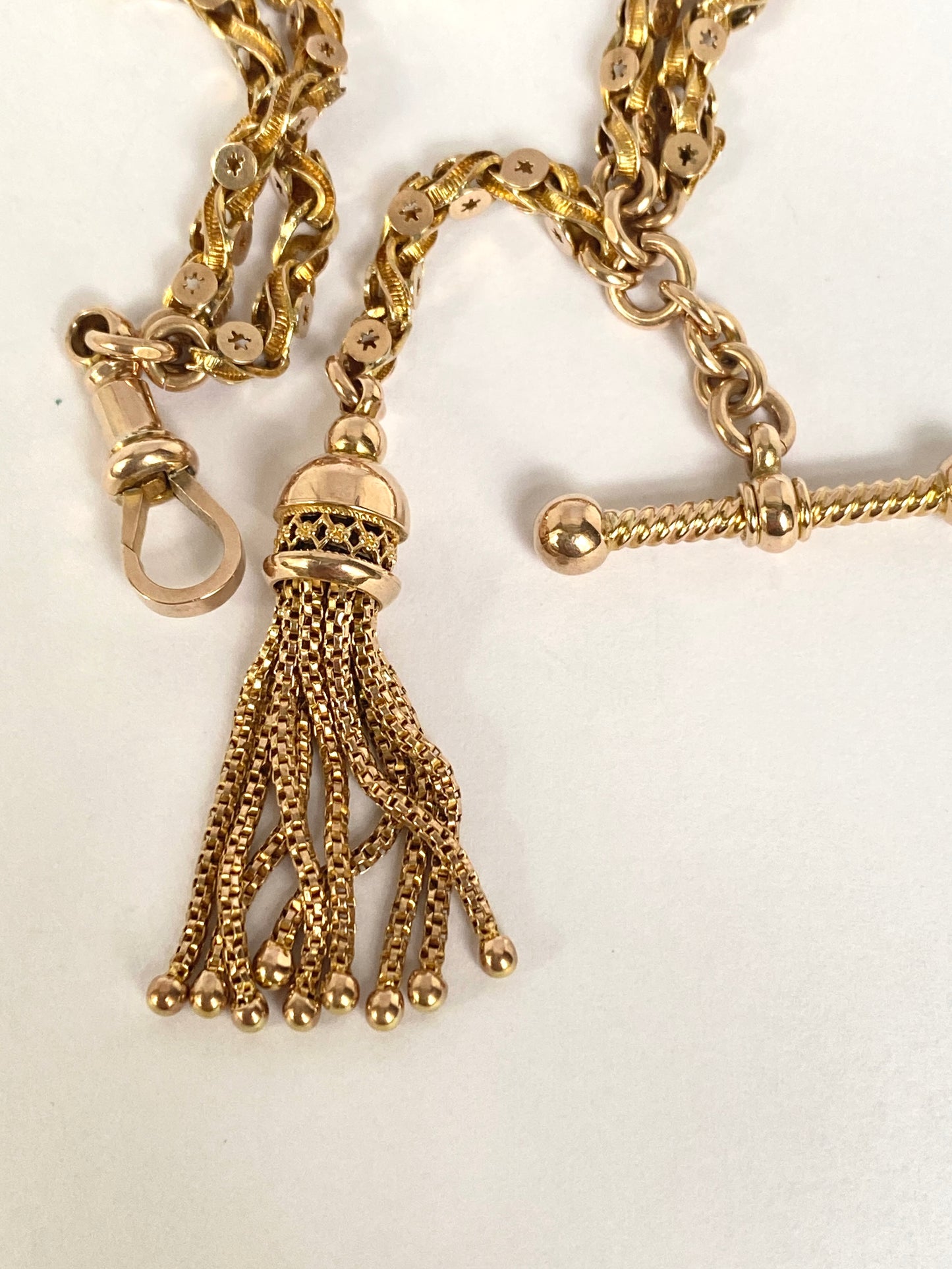 Rare, Antique, 9ct Gold Pierced Link Albertina Bracelet/ or 15 inch Choker Chain  (17.58g)