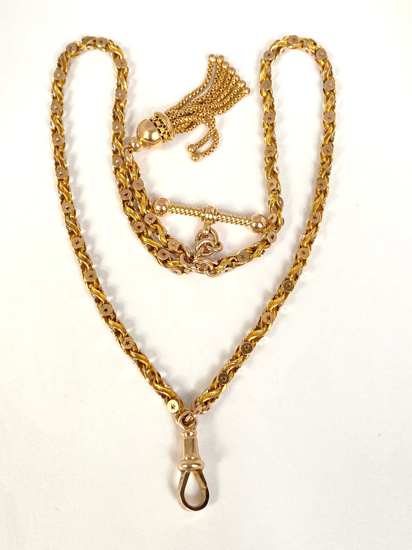 Rare, Antique, 9ct Gold Pierced Link Albertina Bracelet/ or 15 inch Choker Chain  (17.58g)