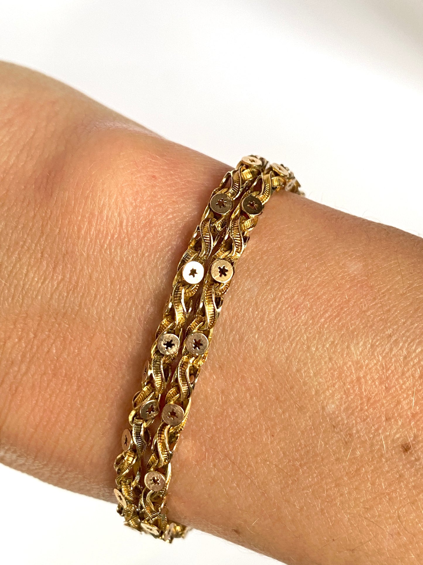 Rare, Antique, 9ct Gold Pierced Link Albertina Bracelet/ or 15 inch Choker Chain  (17.58g)