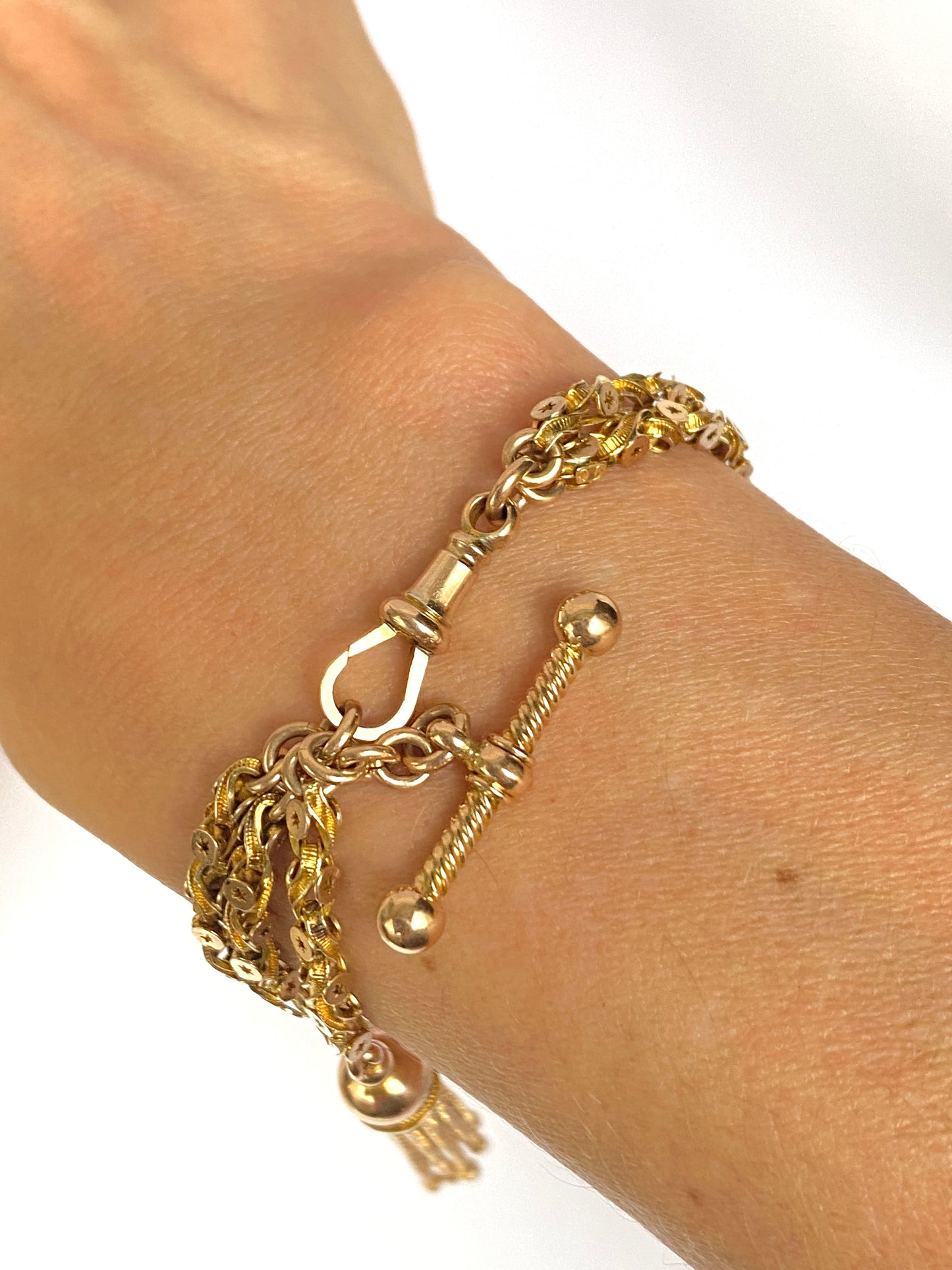 Rare, Antique, 9ct Gold Pierced Link Albertina Bracelet/ or 15 inch Choker Chain  (17.58g)