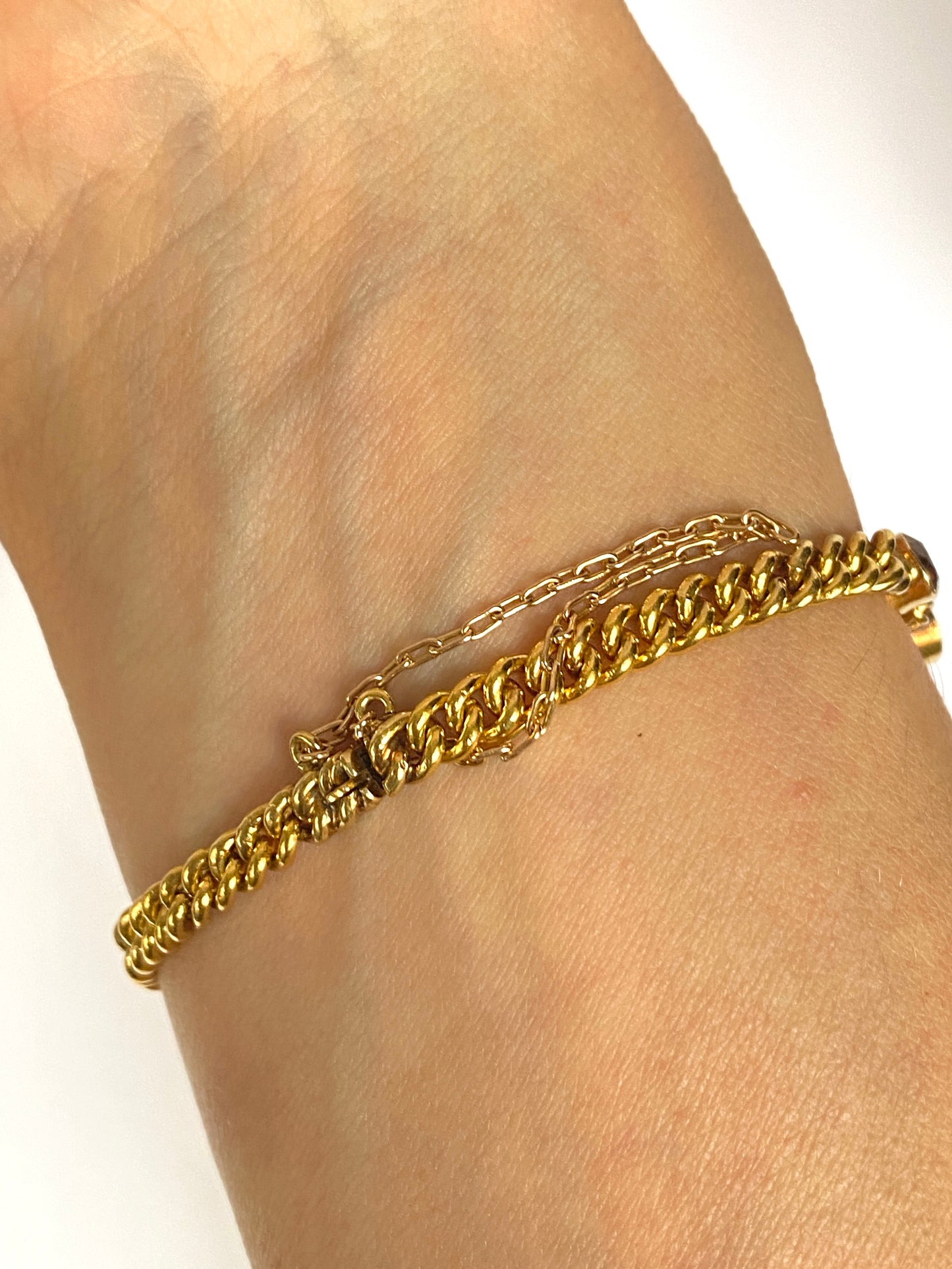 Antique, 15ct Gold Multi Gem Sapphire Harlequin Bracelet, 7 inches