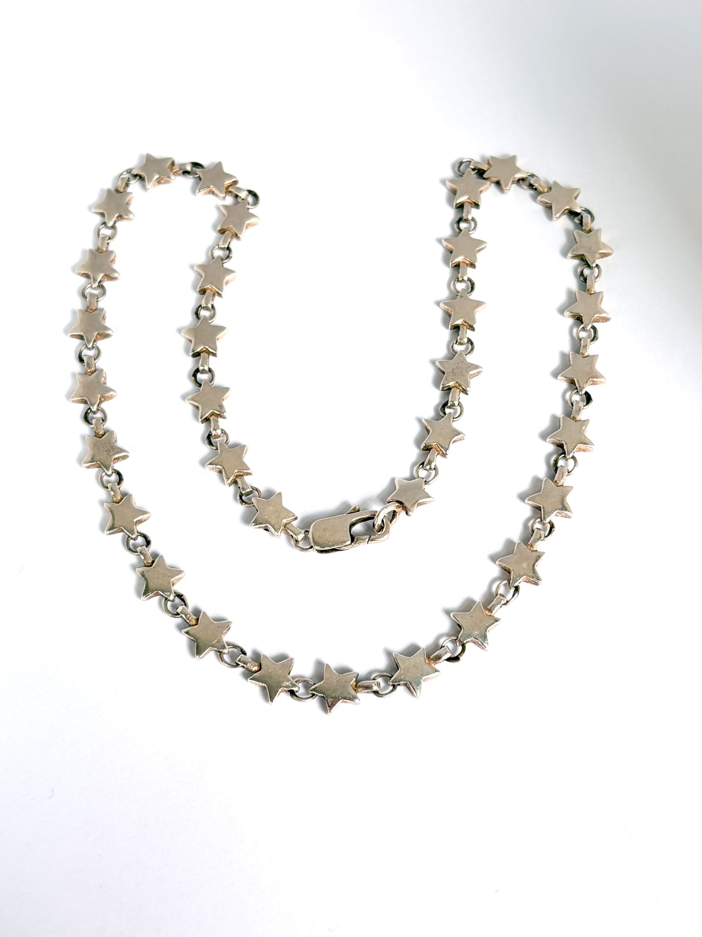 Fabulous, Vintage, Tiffany Puffy Silver Star Necklace, 16 inches, 28g.