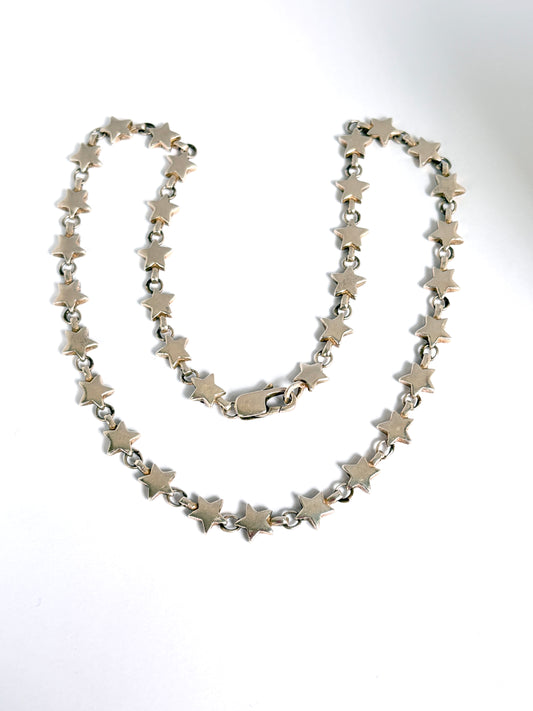 Fabulous, Vintage, Tiffany Puffy Silver Star Necklace, 16 inches, 28g.
