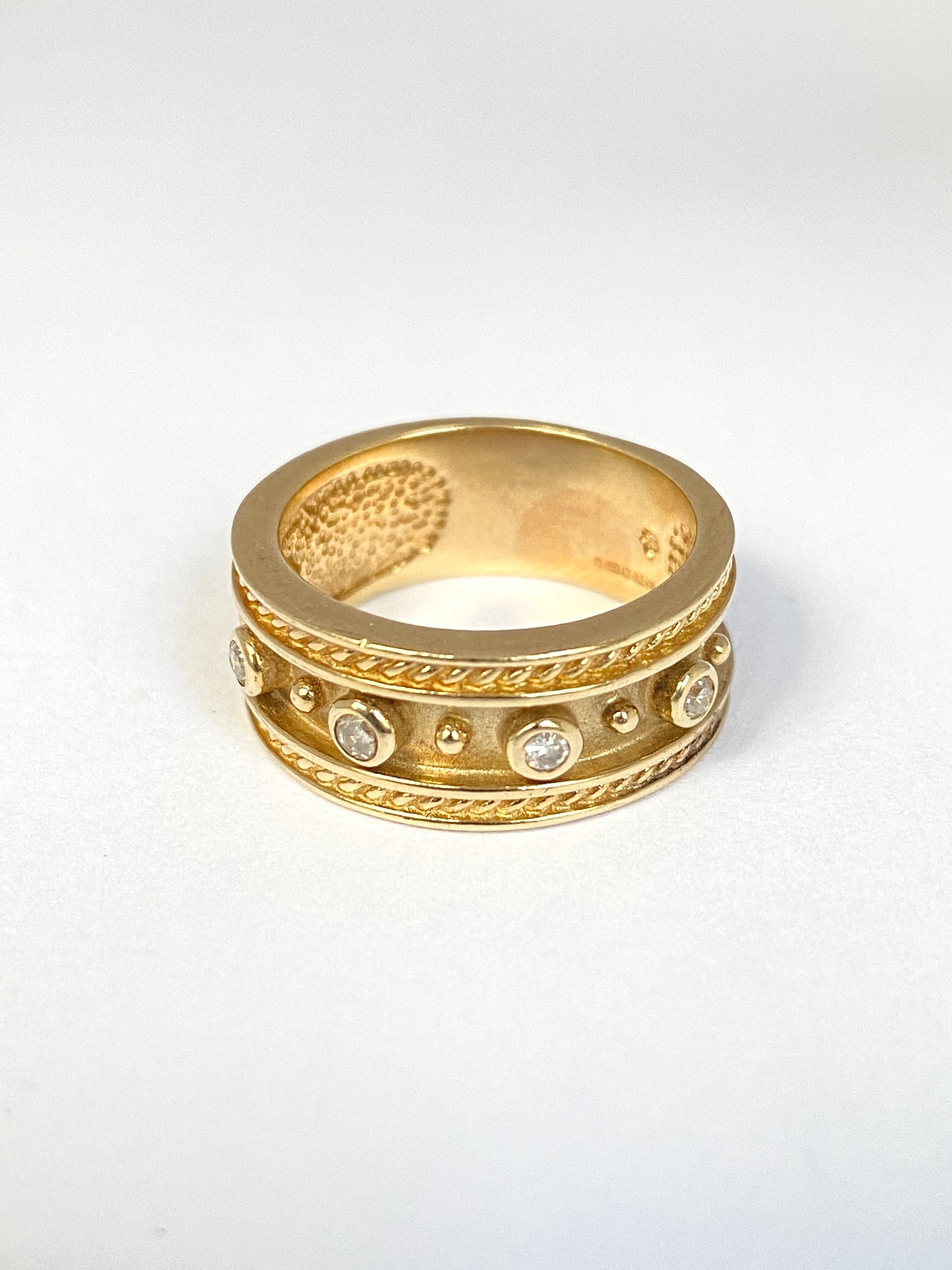 Vintage Byzantine inspired Stacking Band, Hallmarked, London, 9ct Gold.