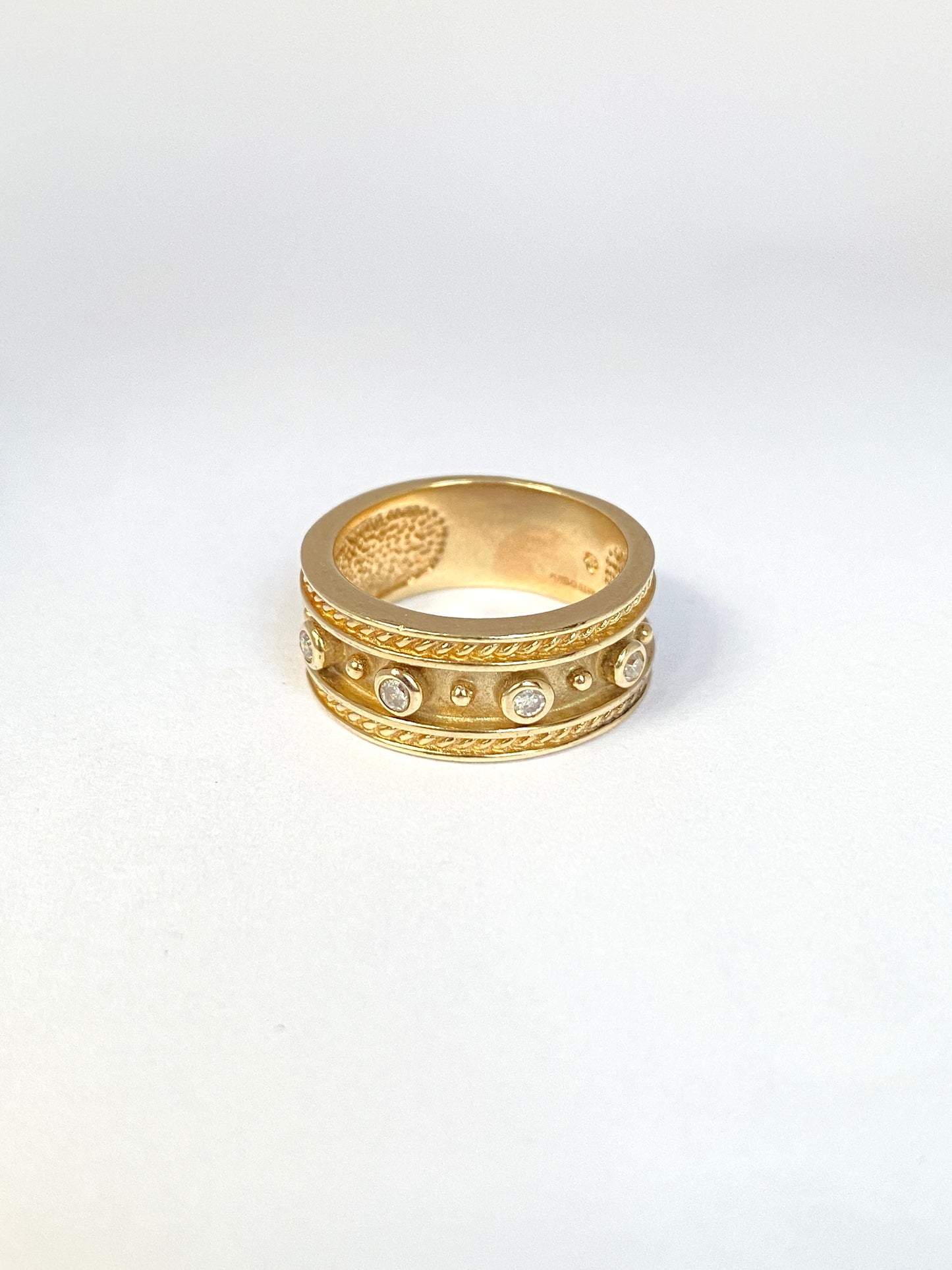 Vintage Byzantine inspired Stacking Band, Hallmarked, London, 9ct Gold.