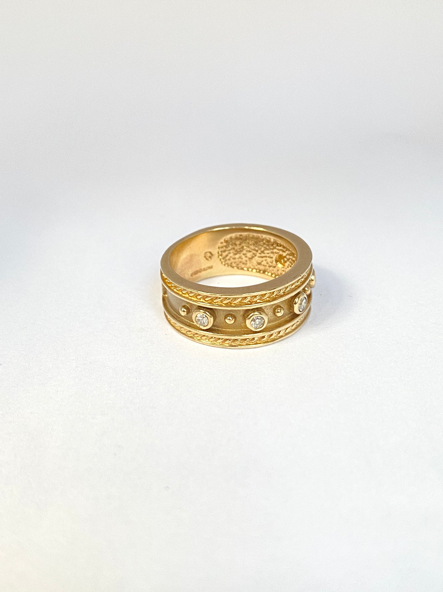 Vintage Byzantine inspired Stacking Band, Hallmarked, London, 9ct Gold.