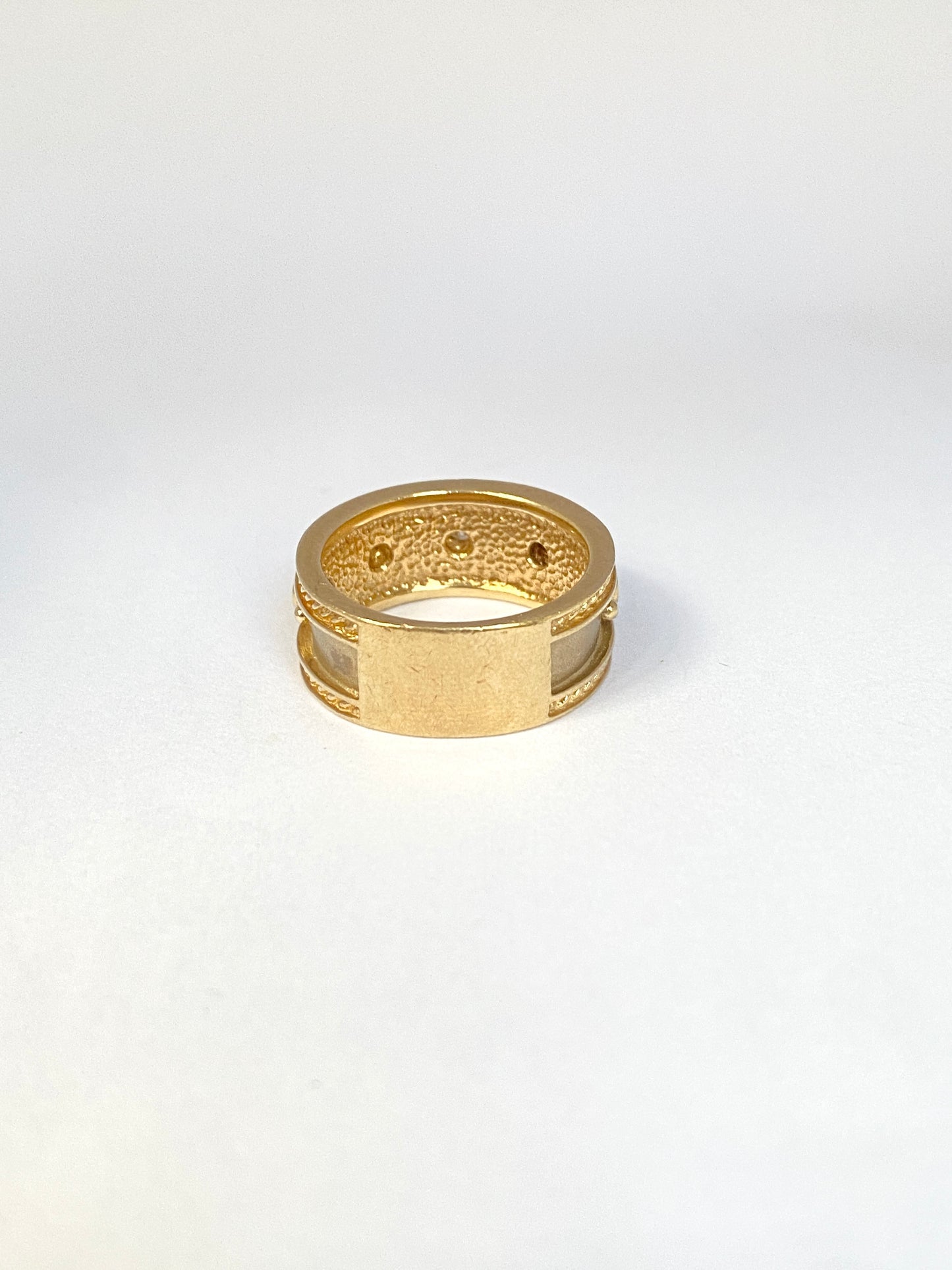 Vintage Byzantine inspired Stacking Band, Hallmarked, London, 9ct Gold.