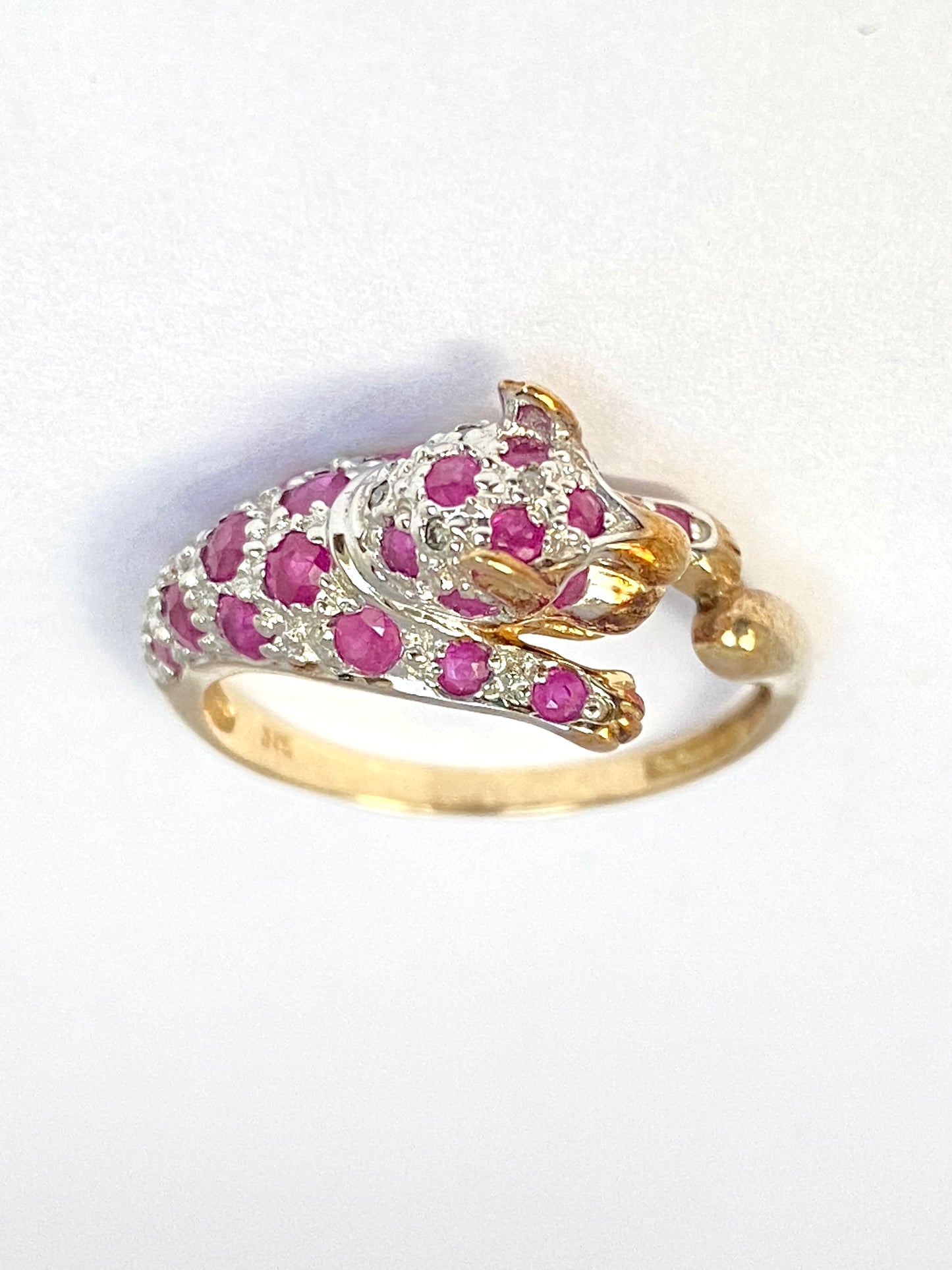 9ct Gold Diamond /Ruby Panther Ring