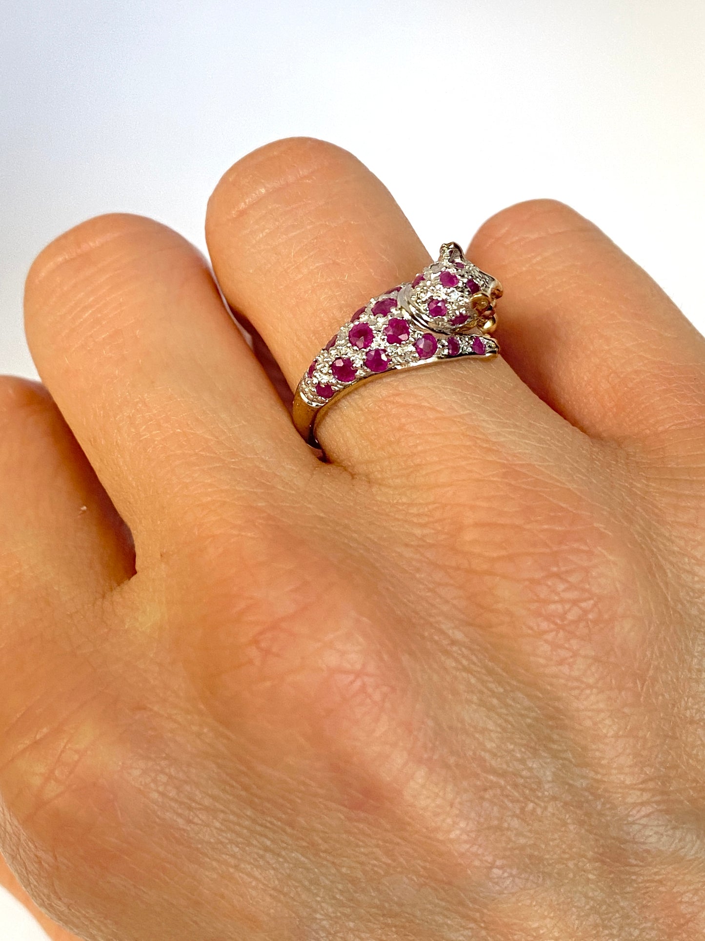9ct Gold Diamond /Ruby Panther Ring