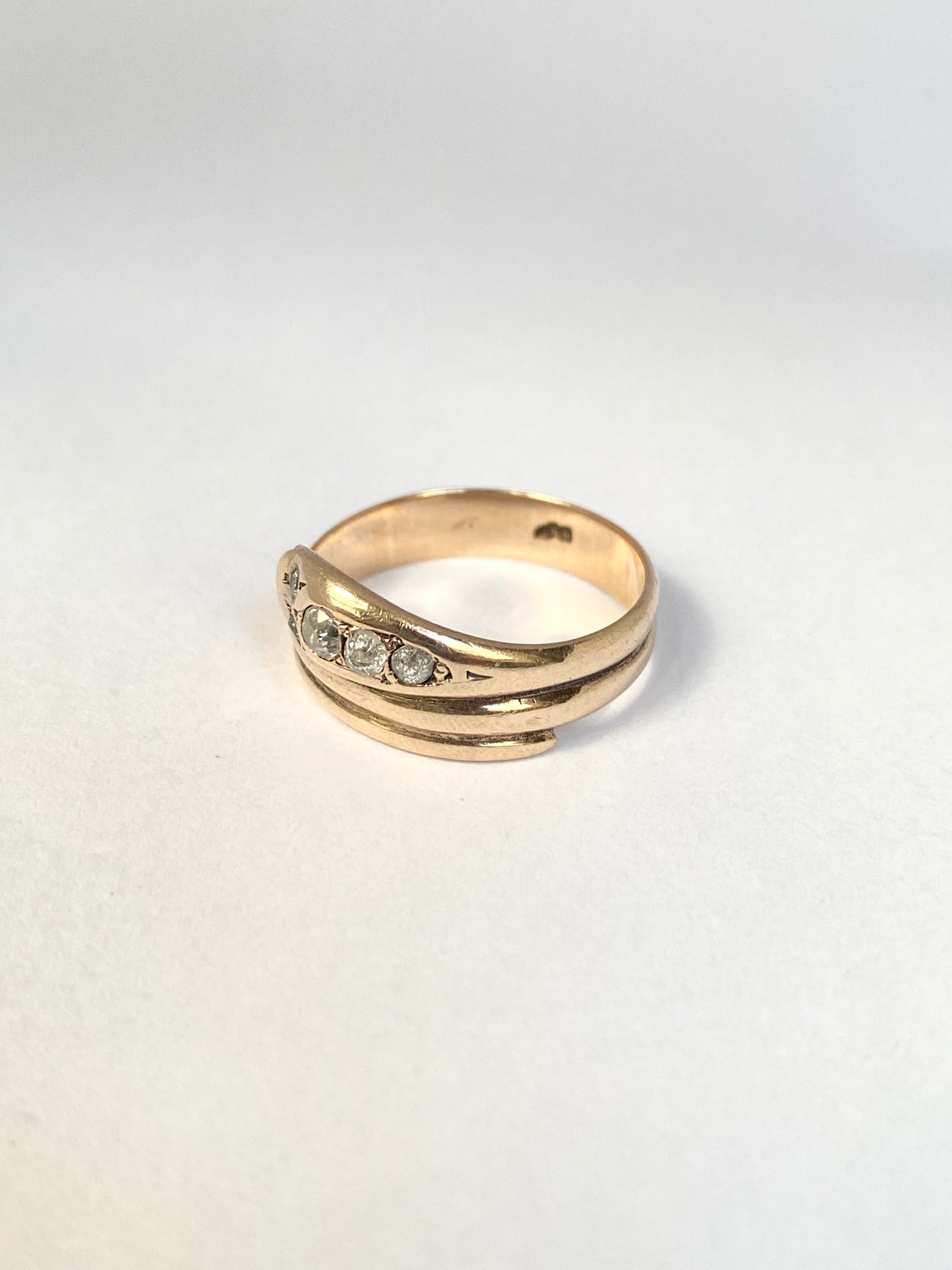 Stunning, Antique, 15ct Gold Old Mine Cut Diamond Snake Ring