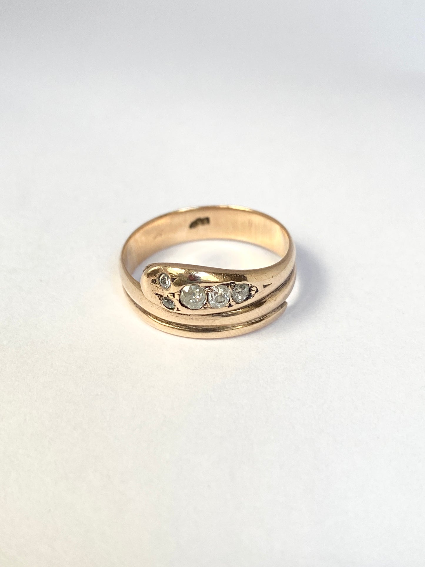 Stunning, Antique, 15ct Gold Old Mine Cut Diamond Snake Ring