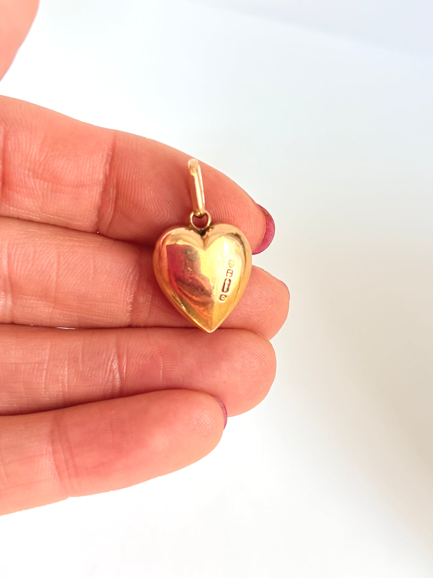 Antique, Victorian, Large 9ct Gol Puffy Heart Pendant, Hallmarked, Chester, 1897