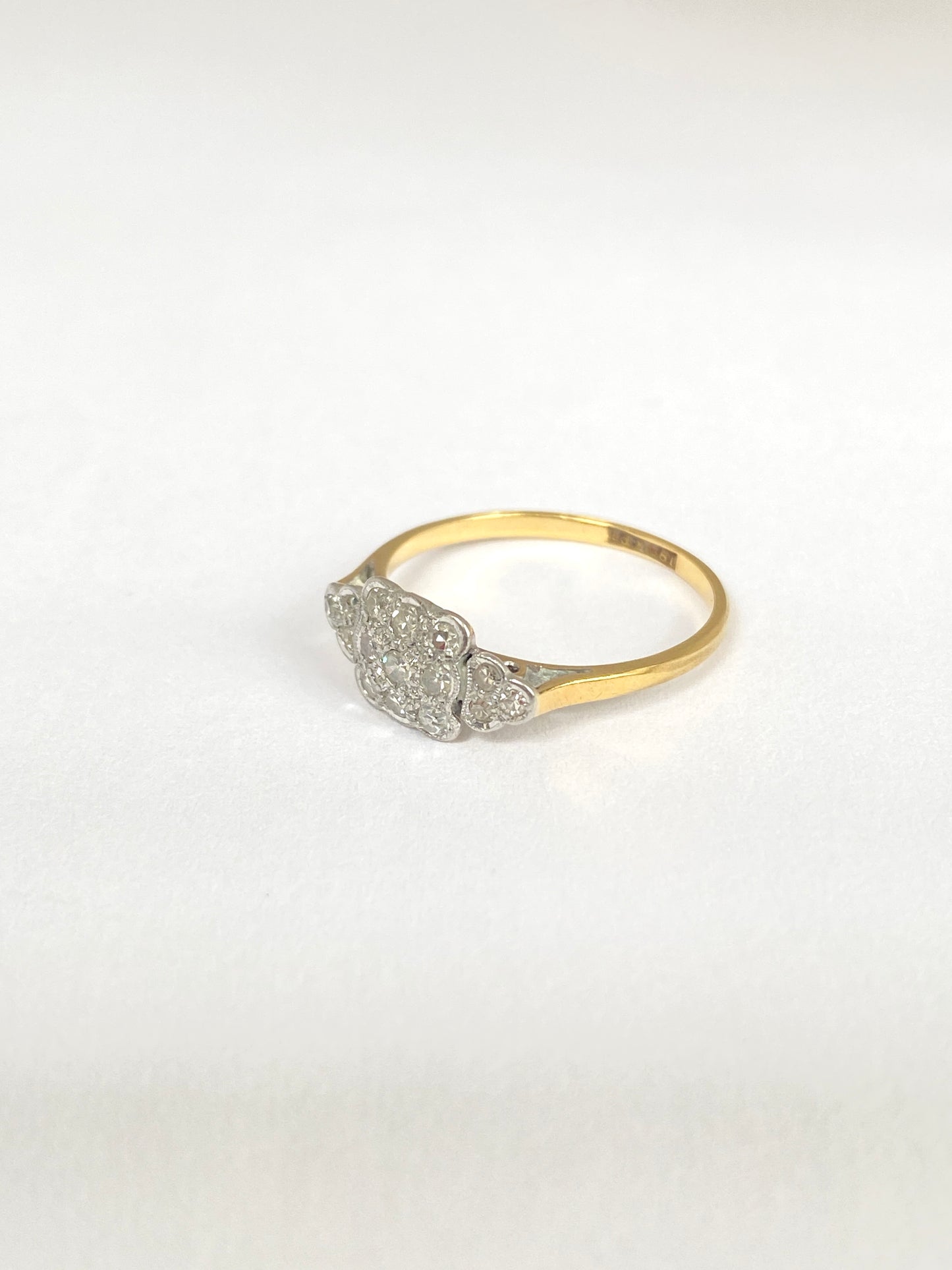 Art Deco, 18ct Gold and Platinum Diamond Cluster /Flower Ring