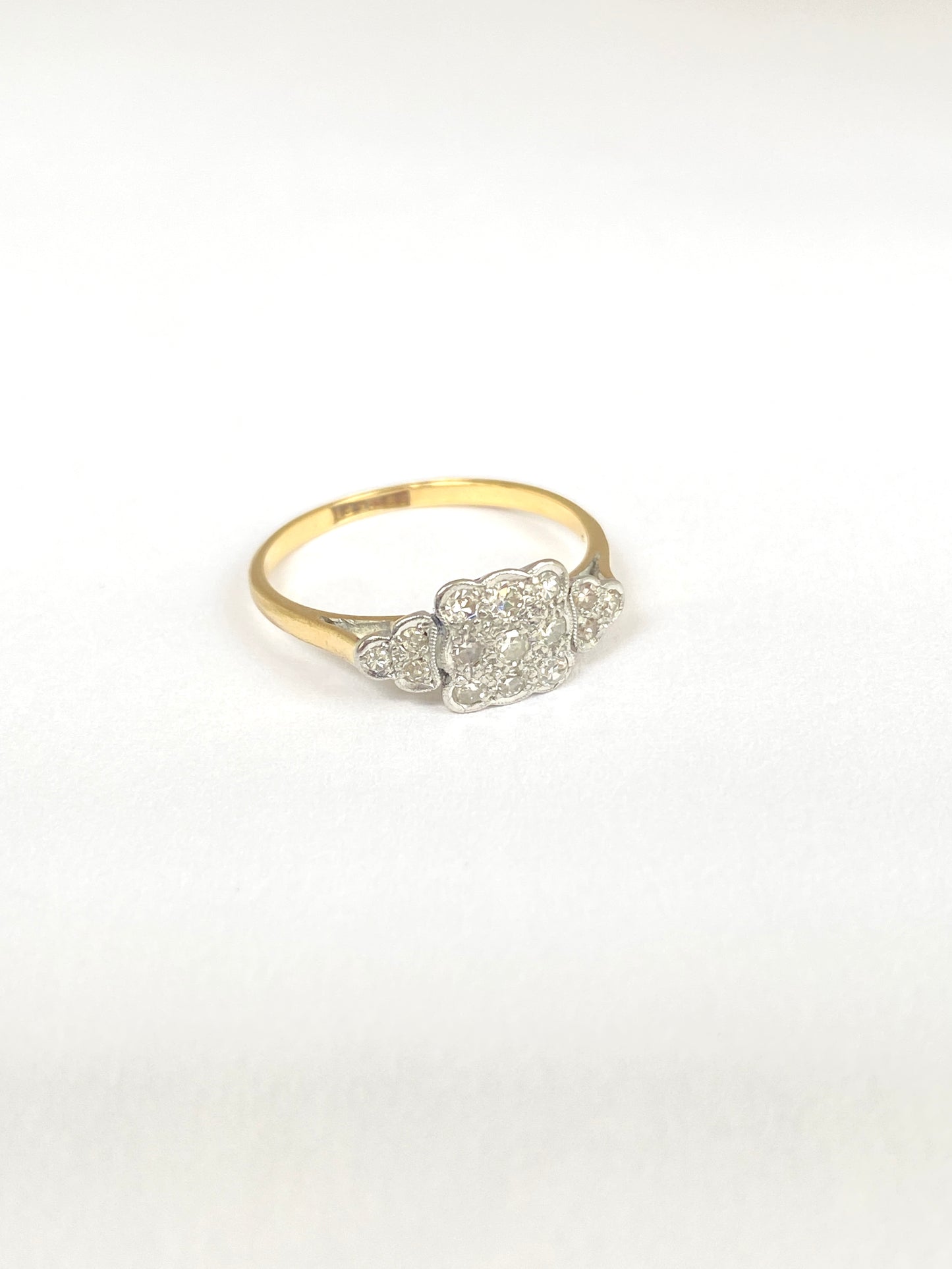 Art Deco, 18ct Gold and Platinum Diamond Cluster /Flower Ring
