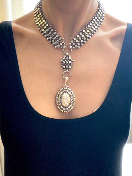 Hallmarked, Georgian, 16 inches Sterling Silver Antique Book Chain with Locket (81.37g)