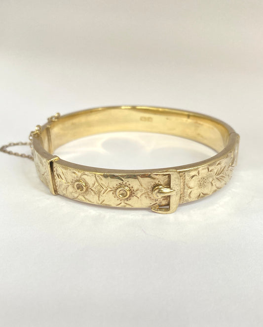 VIntage, Gold on Sterling Silver Buckle and 'Forget me Not' Bangle, Hallmarked 1954